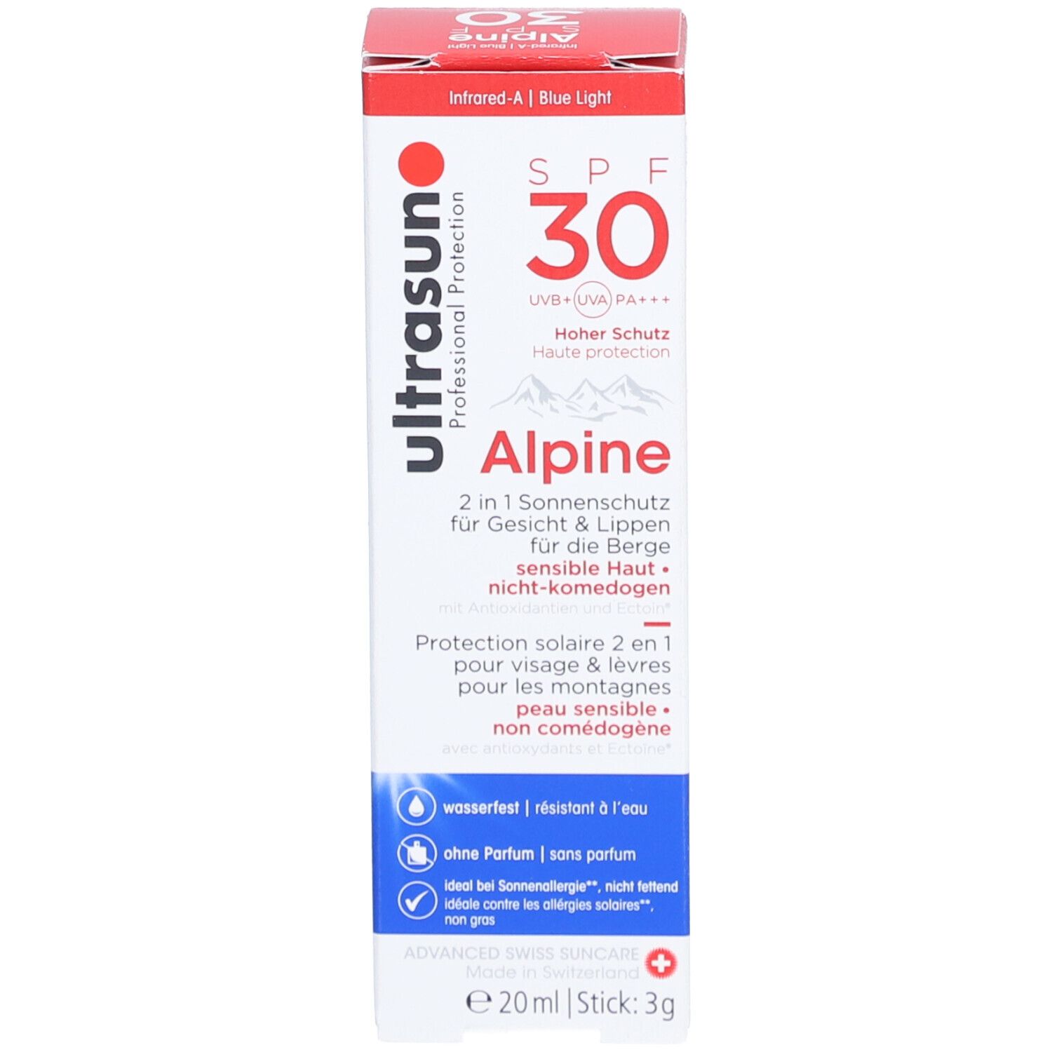 Ultrasun Alpine Potection Solaire 2 en 1 Visage & Lèvres SPF 30