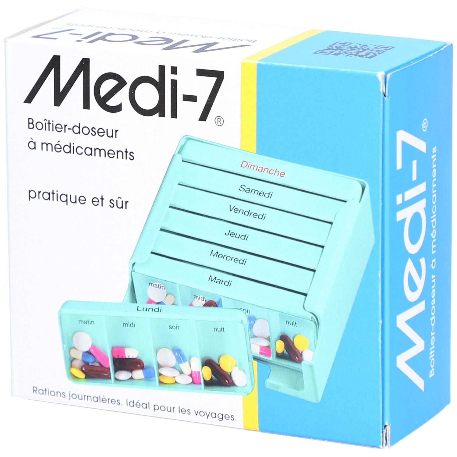 Sahag Medi-7 pilulier turquoise 7 jours 4 cases