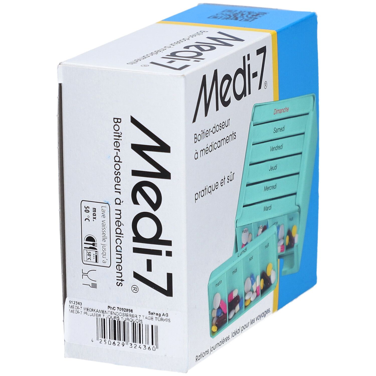 Sahag Medi-7 pilulier turquoise 7 jours 4 cases