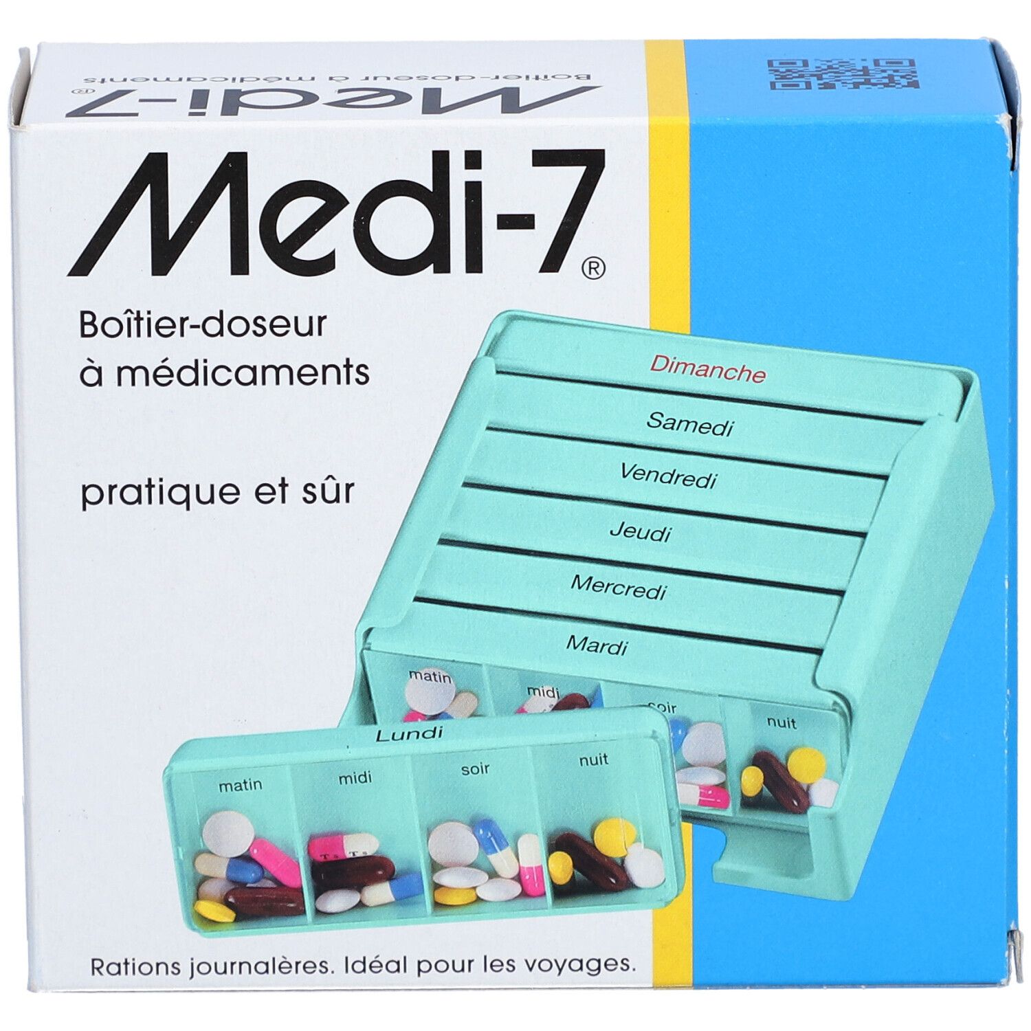 Sahag Medi-7 pilulier turquoise 7 jours 4 cases