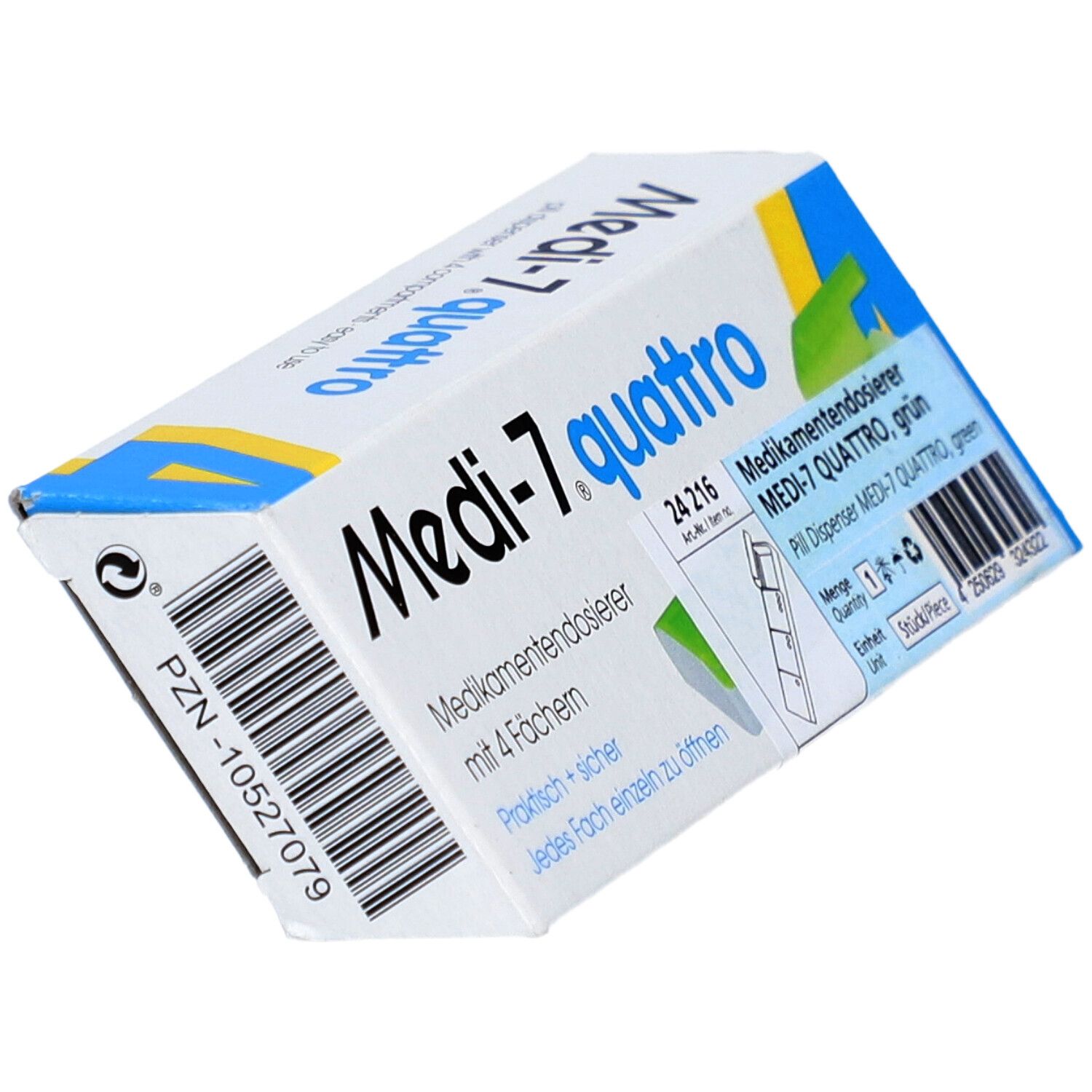 Medi-7 Distributeur journalier QUATTRO 4 compartiments vert