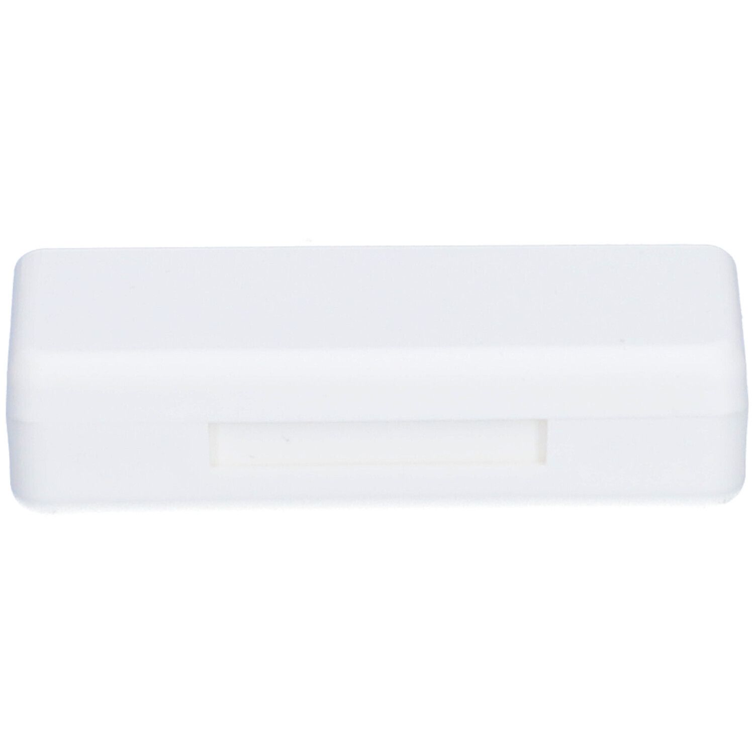 Boîte à pilules blanche, rectangulaire, avec couvercle et poignée. 3 compartiments.