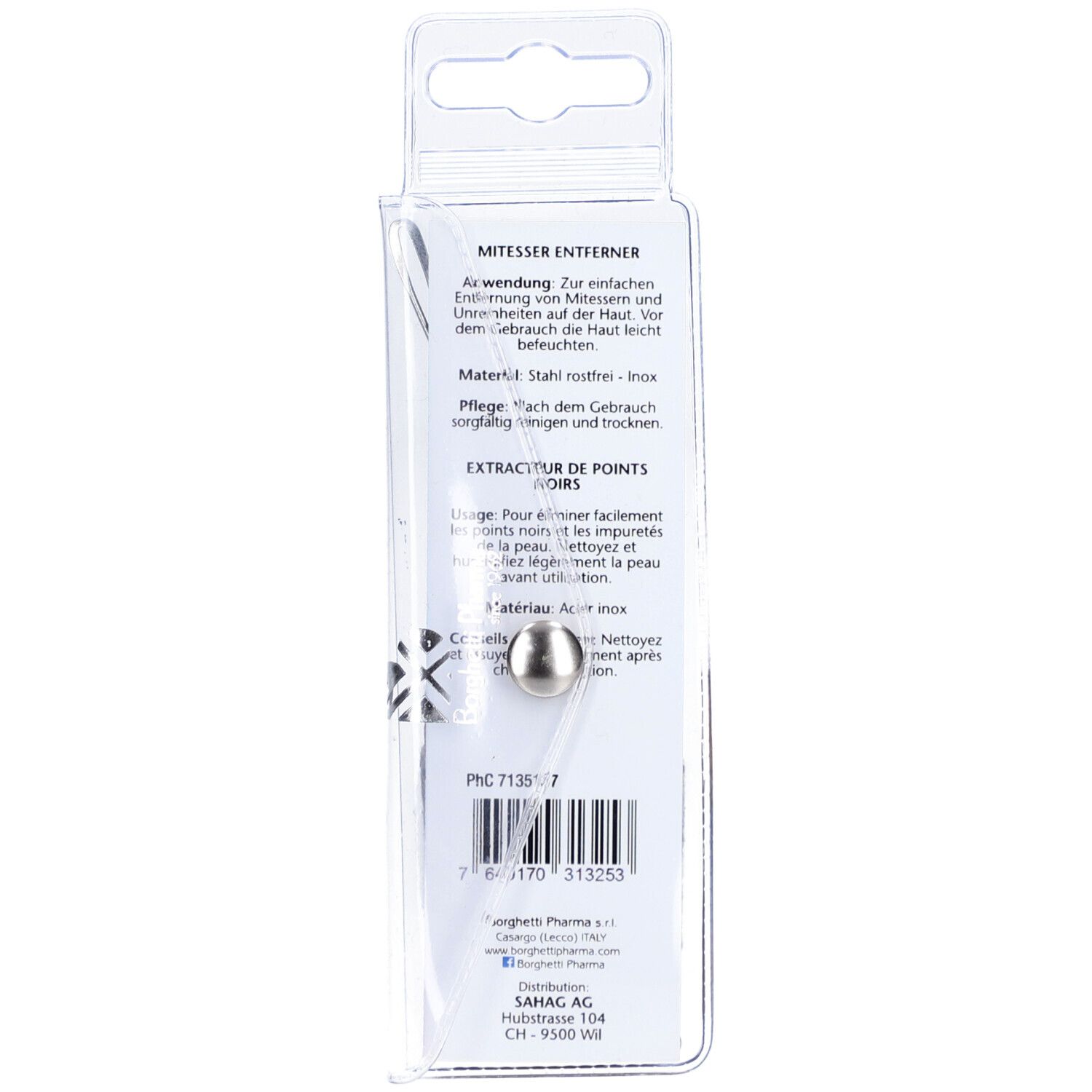 Borghetti Pharma extracteur de points noirs en acier inoxydable
