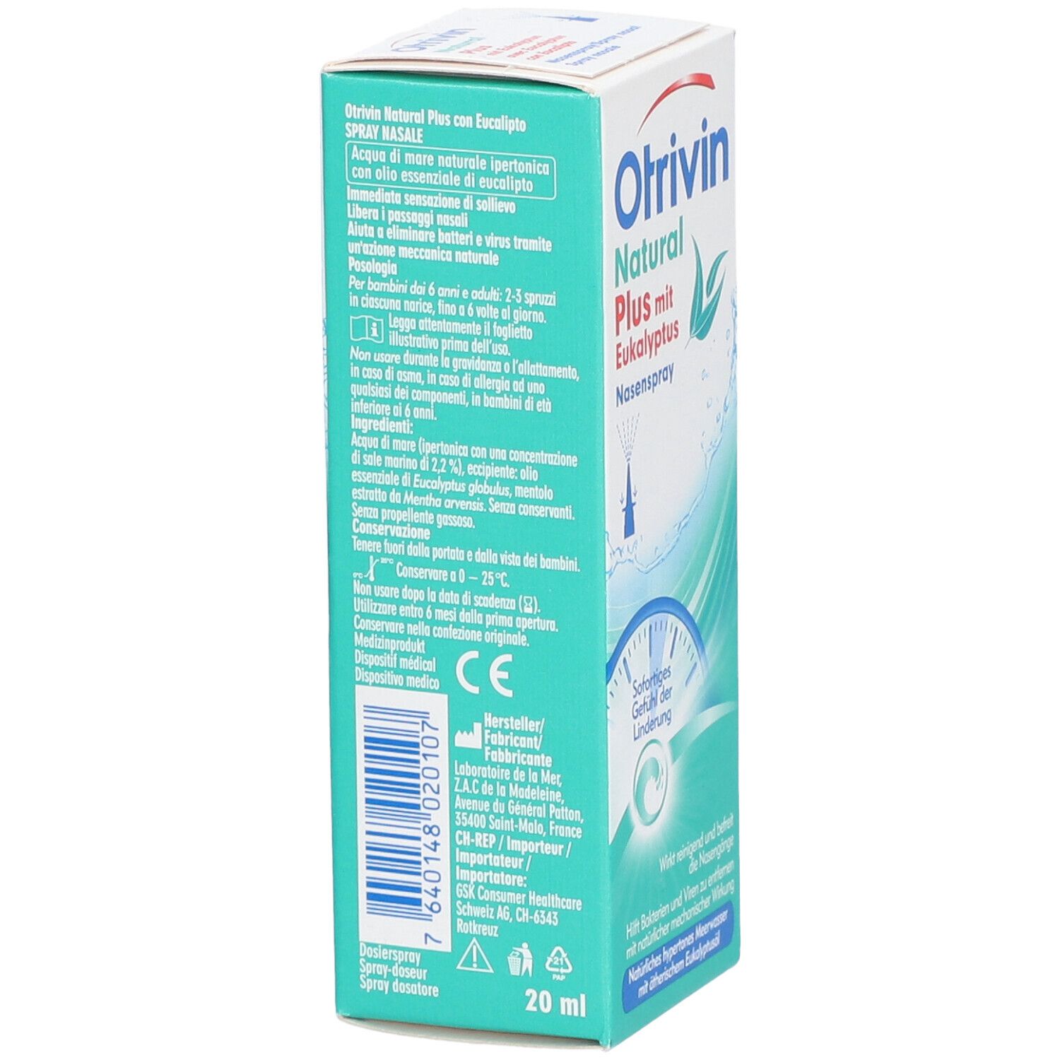 OTRIVIN Natural Spray Nasal à l'Eucalyptus 20 ml - Redcare Pharmacie