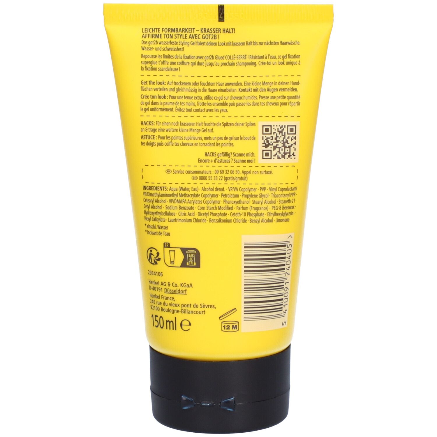 GOT2B Glued Collé-Serré Gel Coiffant Superglue résistant à l'eau pour cheveux