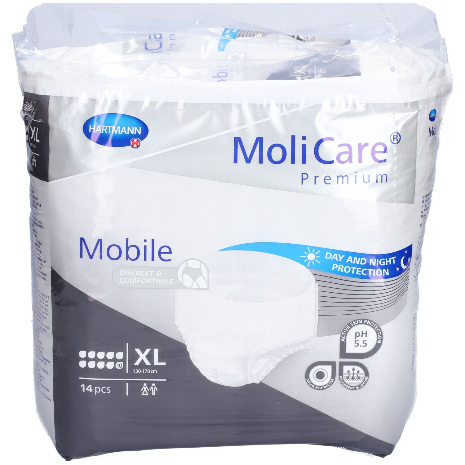 Emballage MoliCare Premium Mobile, XL, 14 pièces. Protection jour et nuit. Discret et confortable. pH 5,5.