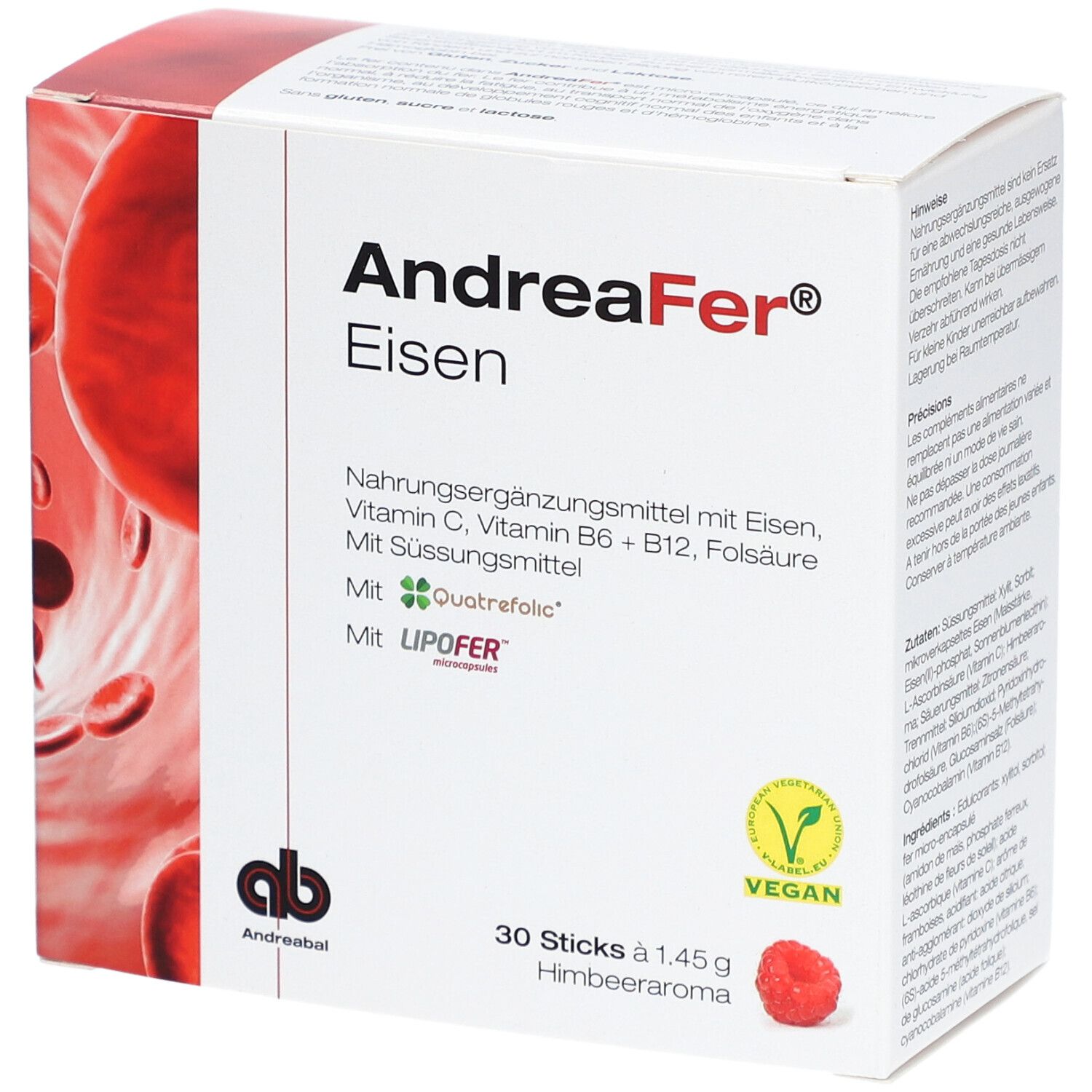 AndreaFer Fer complément avec fer, vitamines C, B6, B12 et acide folique