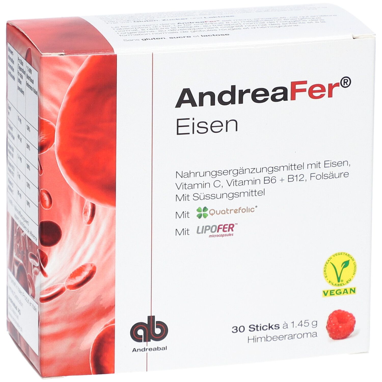 AndreaFer Fer complément avec fer, vitamines C, B6, B12 et acide folique