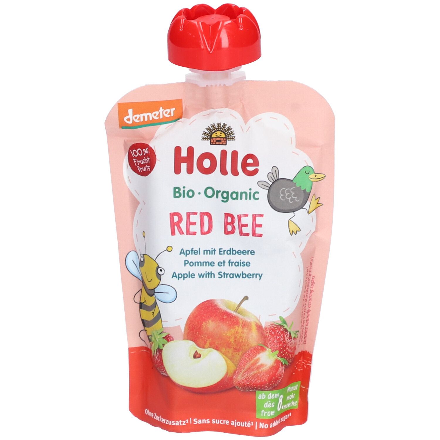 HOLLE Red Bee Gourde Pomme et Fraise bio