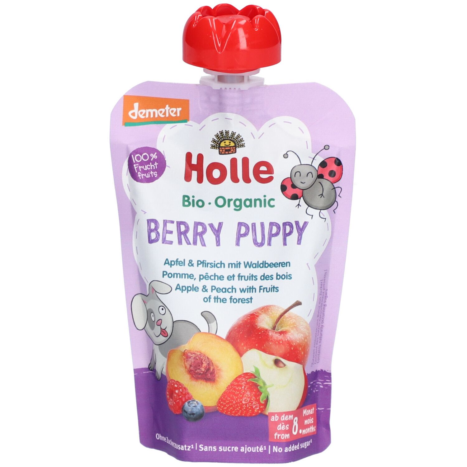 HOLLE Berry Puppy Gourde Pomme, pêche et fruits des bois bio