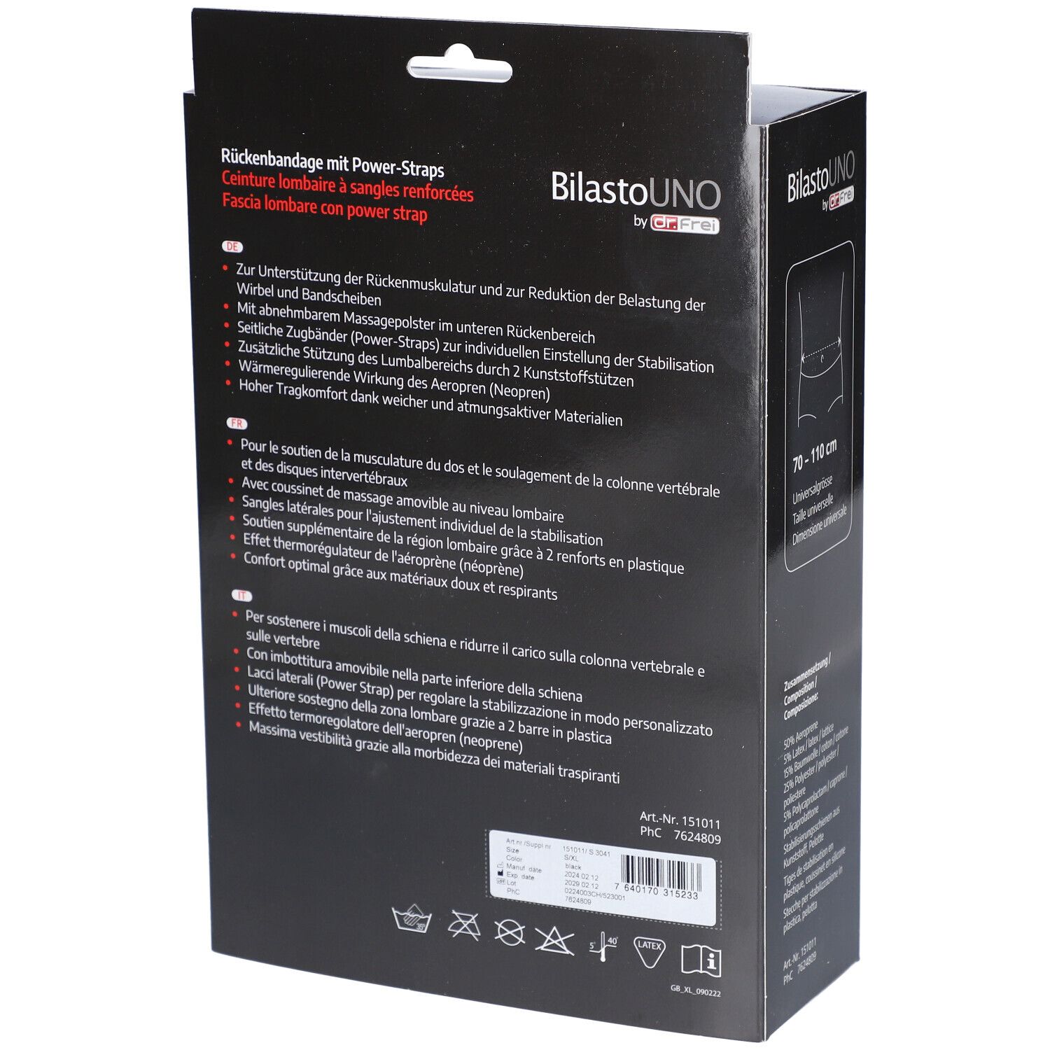 BILASTO UNO Ceinture Lombaire à Sangles Renforcées Taille Universelle