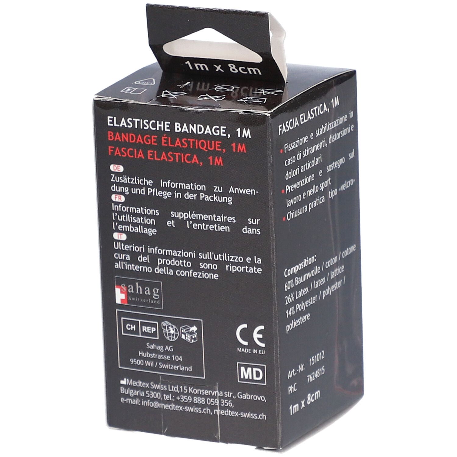 Bilasto Uno bande universelle élastique avec fermeture Velcro 1 m