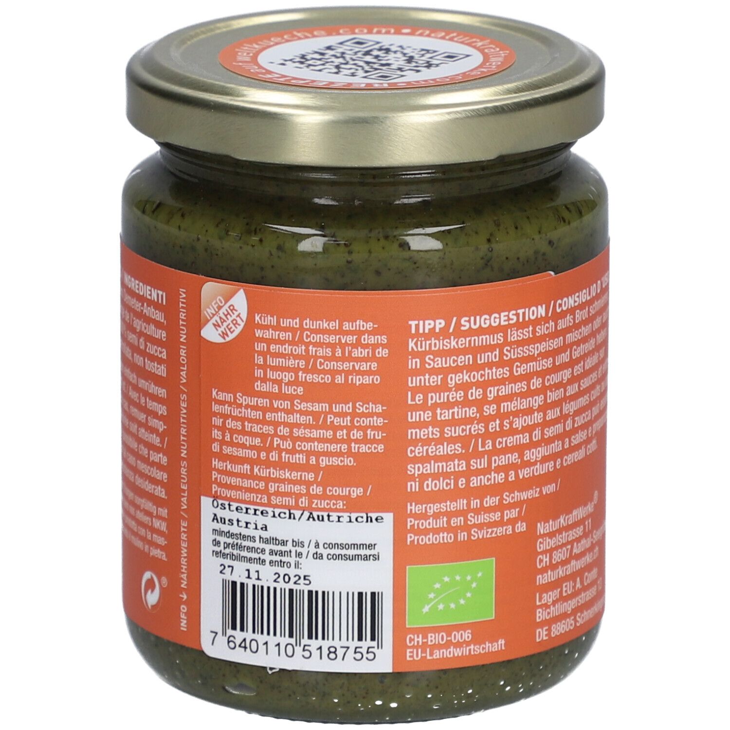 NATURKRAFTWERKE Purée de graines de courge demeter