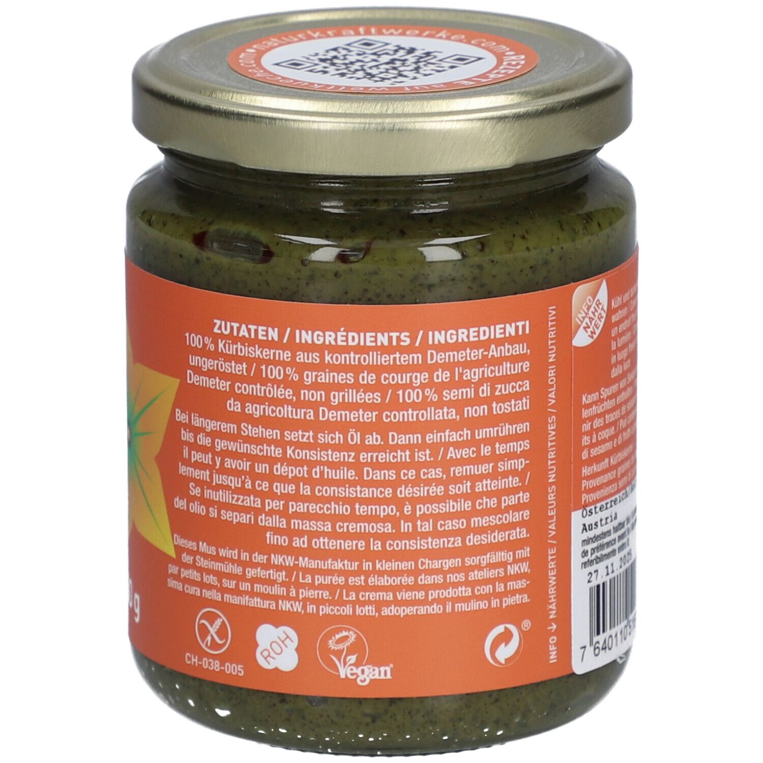 NATURKRAFTWERKE Purée de graines de courge demeter