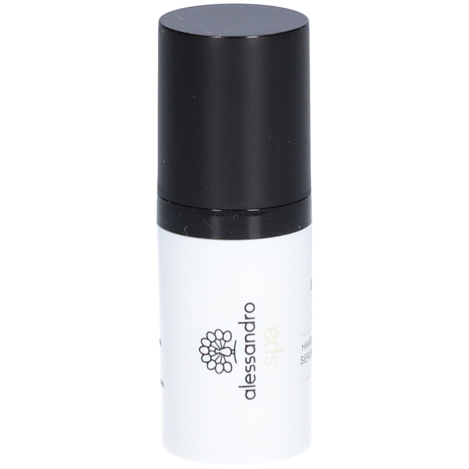 Flacon blanc et noir. Inscription: alessandro spa. Nom du produit illisible.