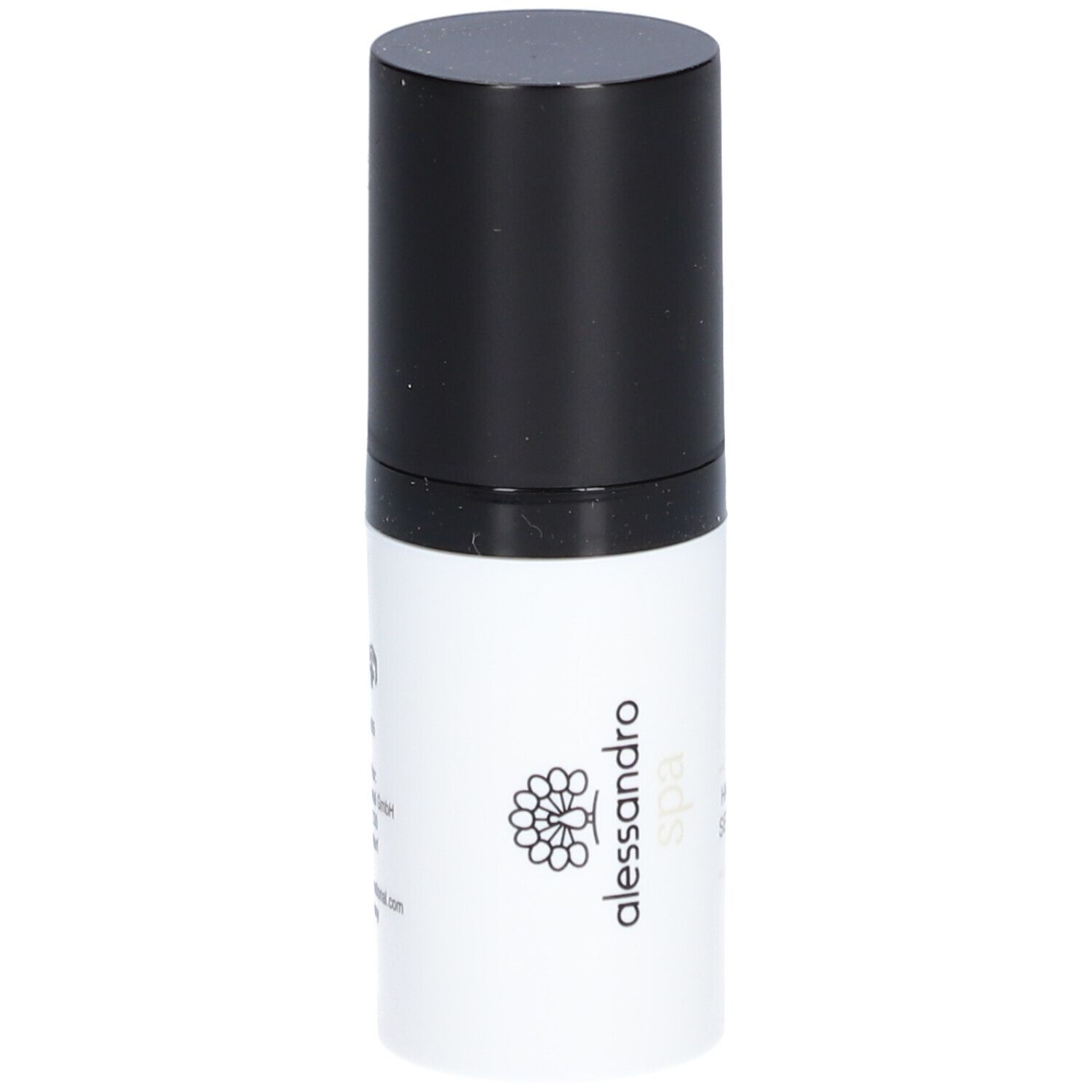 Flacon blanc et noir. Inscription: alessandro spa. Nom du produit illisible.