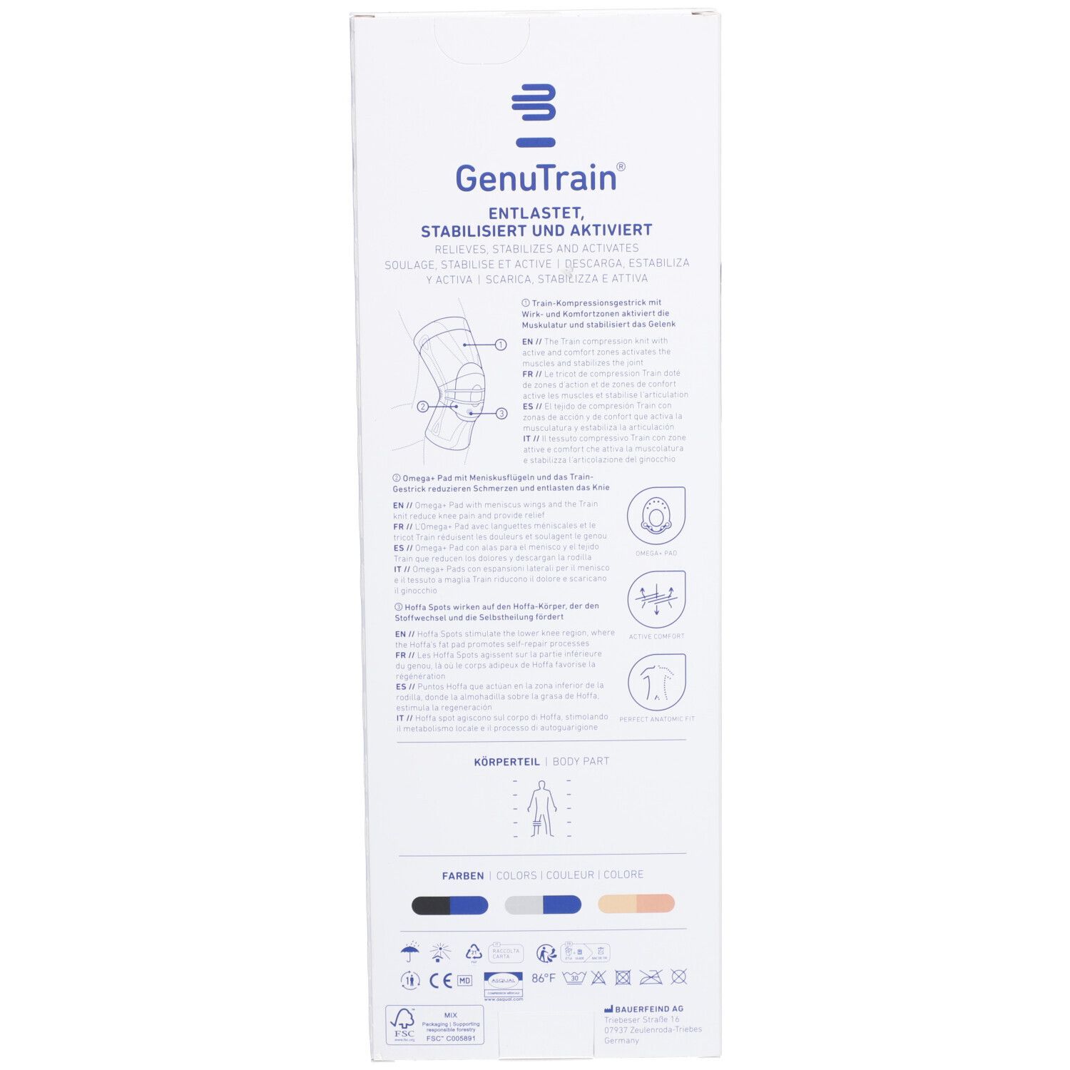 BAUERFEIND® GenuTrain Genouillère active, rotulienne et ligamentaire Taille 5 Beige