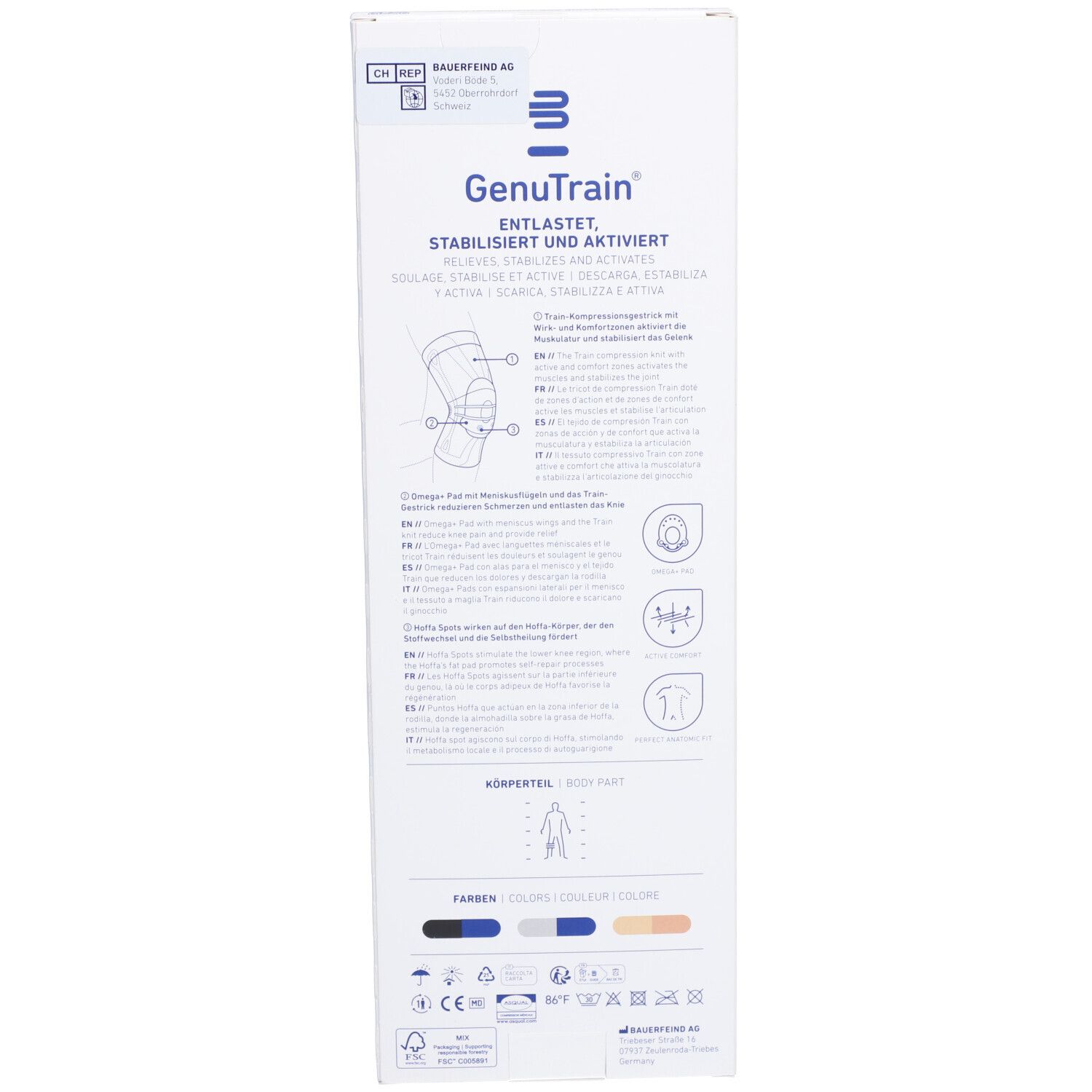 BAUERFEIND® GenuTrain Genouillère active, rotulienne et ligamentaire Taille 6 beige