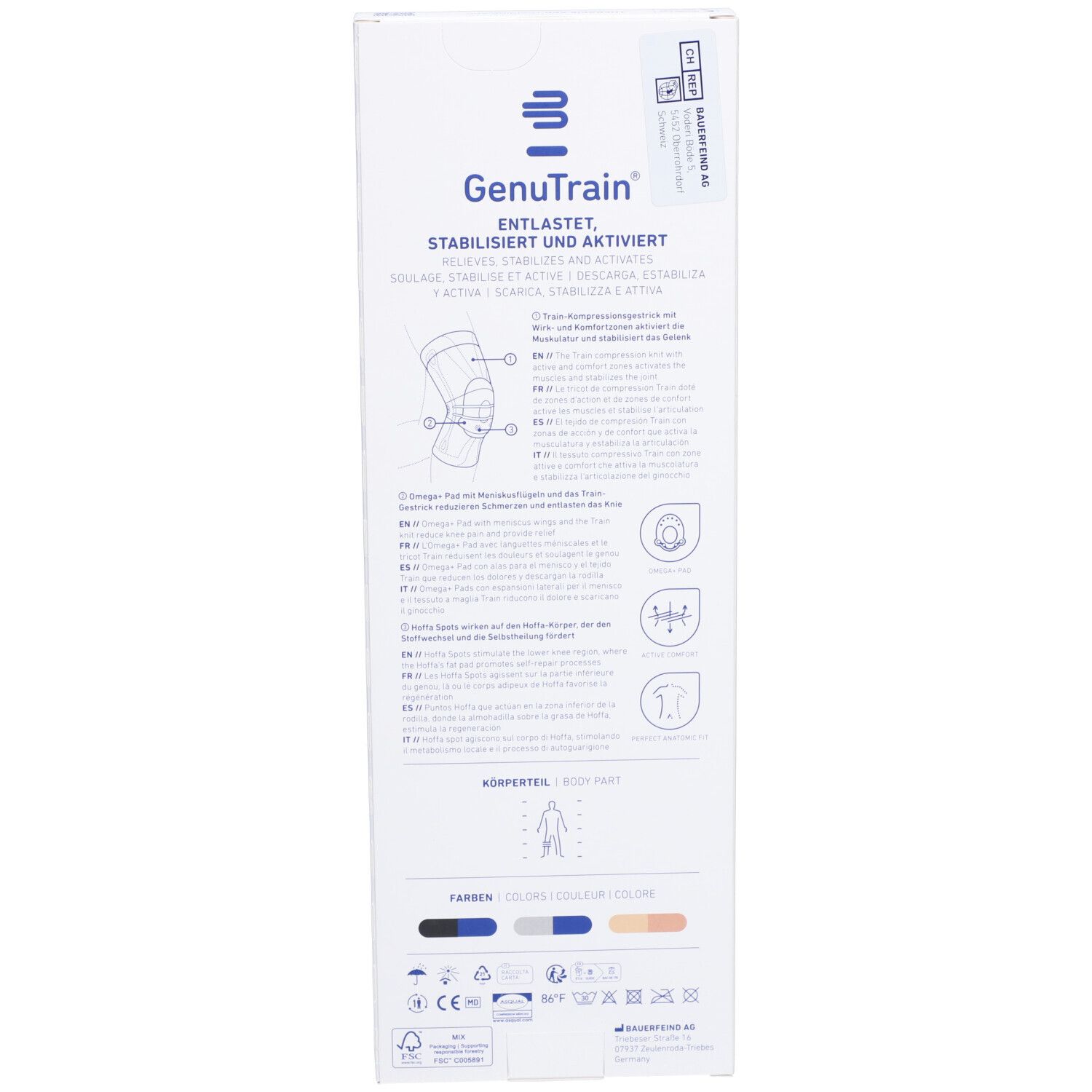 BAUERFEIND® GenuTrain Genouillère active, rotulienne et ligamentaire Taille 3 Comfort Titan