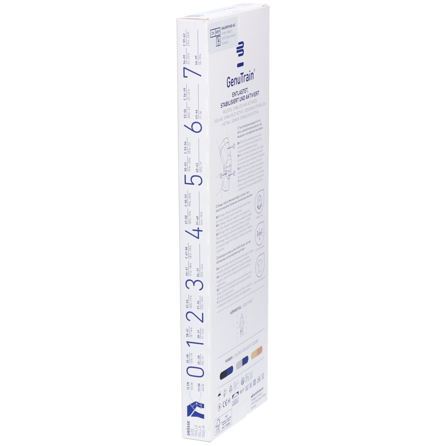 BAUERFEIND® GenuTrain Genouillère active, rotulienne et ligamentaire Taille 5 Comfort titan