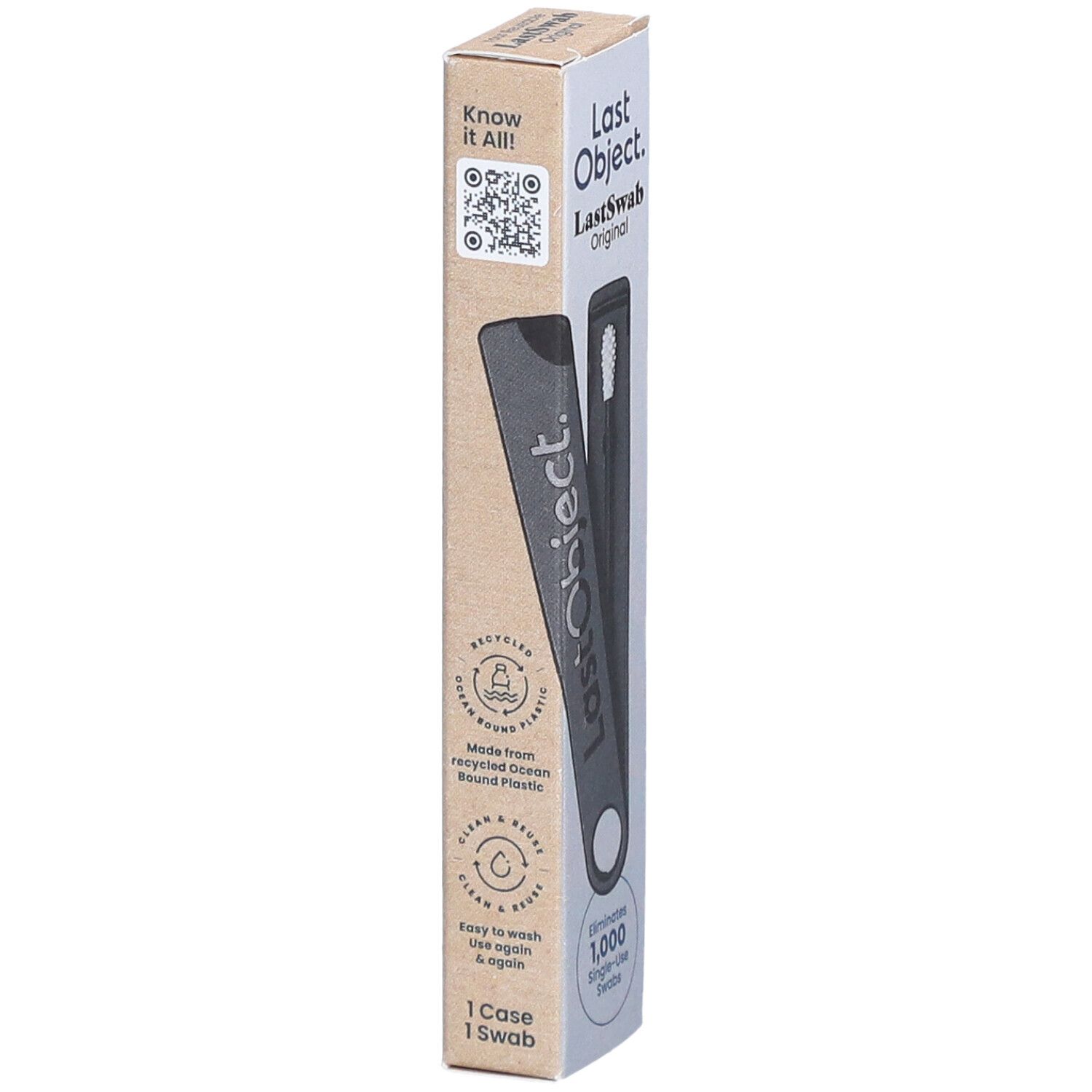 LastObject Coton-tige réutilisable noir avec étui