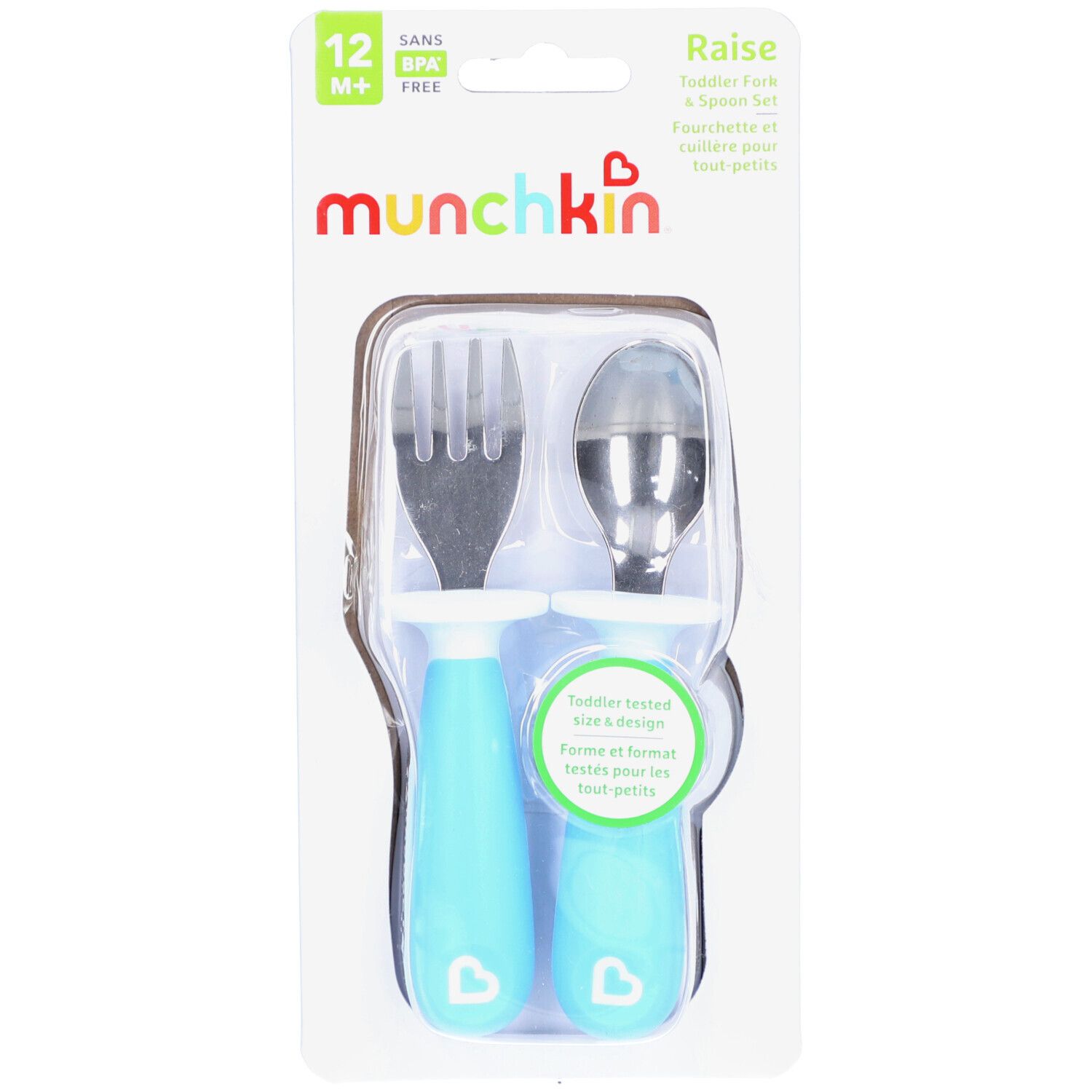 Set Munchkin fourchette et cuillère pour tout-petits, bleu, sans BPA.