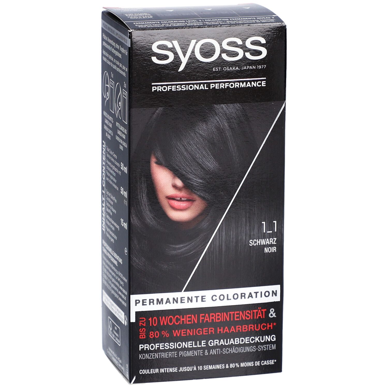 Couleur de cheveux Syoss® 1-1 Noir - Coloration permanente