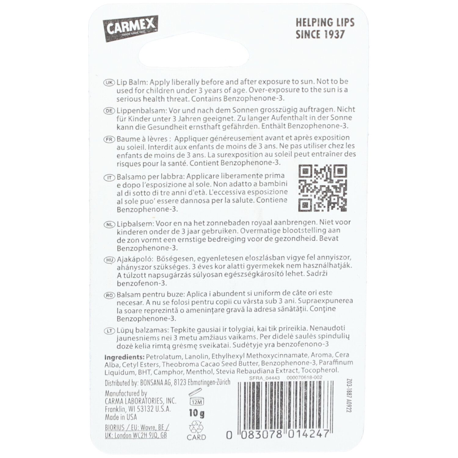 CARMEX Baume à Lèvres Fraise SPF15