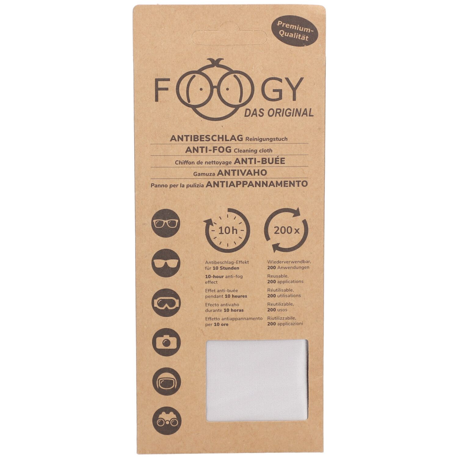 FOOGY Chiffon anti-buée en microfibre sèche pour lunettes