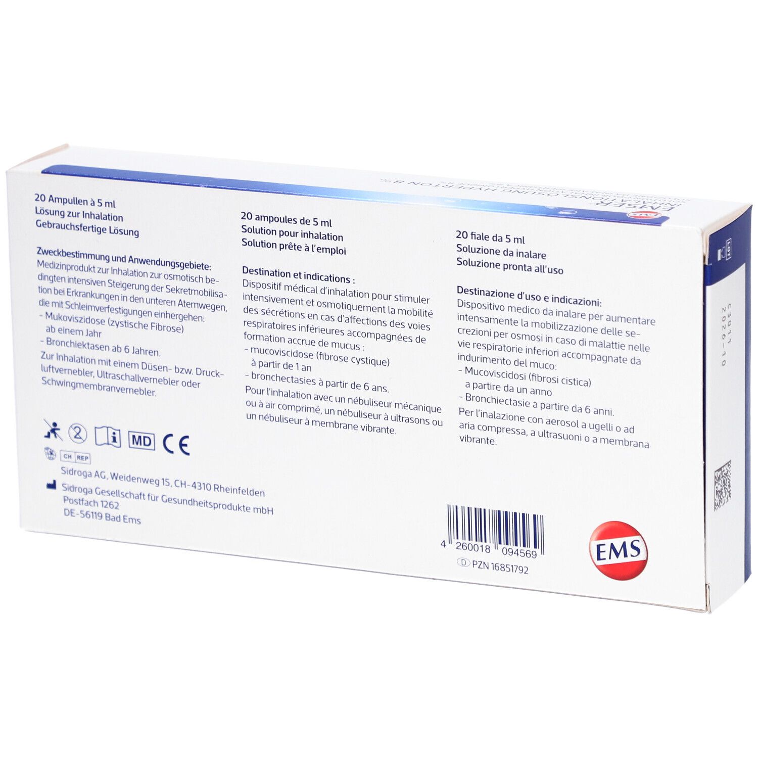 EMSER Solution pour inhalation 8 % hypertonique