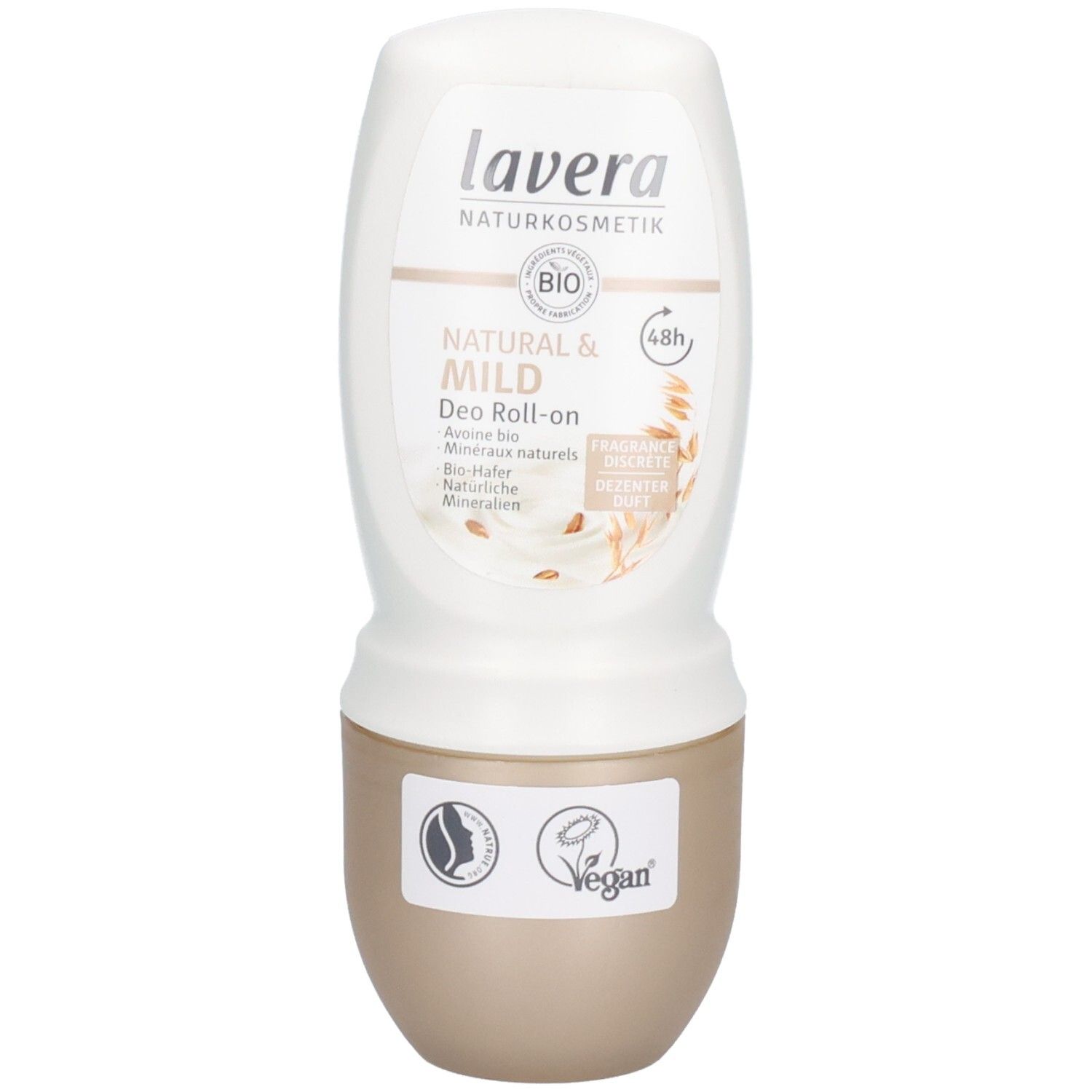 Lavera Naturkosmetik Deo Roll-on Natural & Mild avec avoine bio et minéraux naturels. Protection 48h.