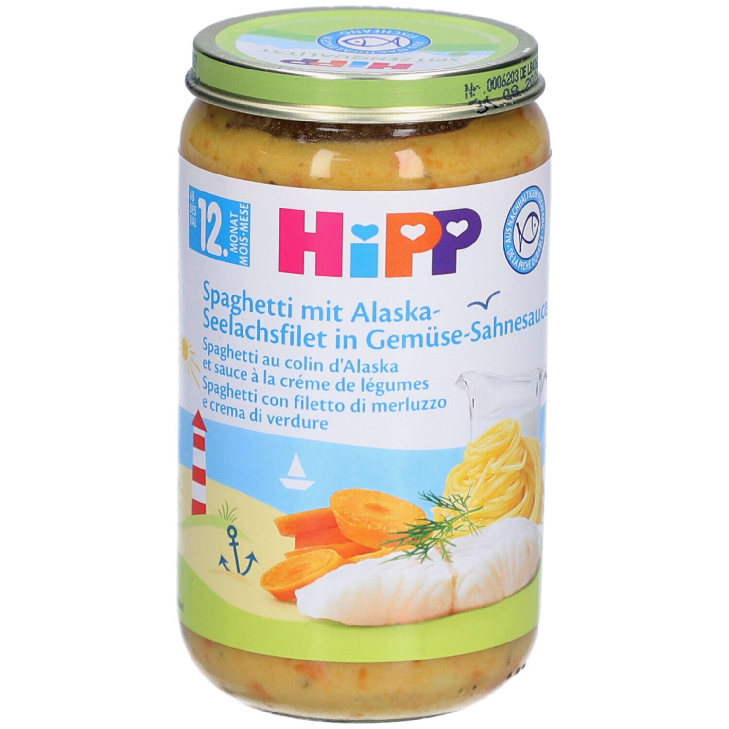 HiPP - Spaghettis bio au colin d'Alaska et à la crème de légumes, à partir de 12 mois