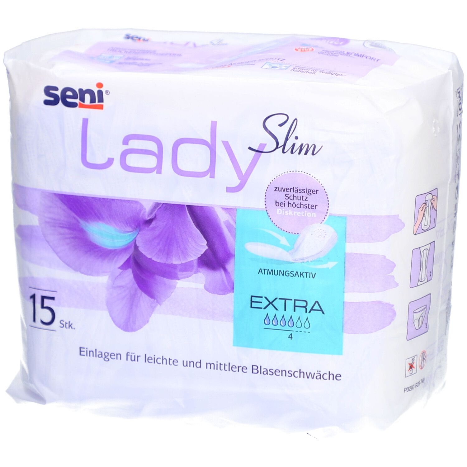 Paquet de serviettes Seni Lady Slim Extra. 15 pièces. Pour fuites urinaires légères à modérées. Respirant. Protection fiable.