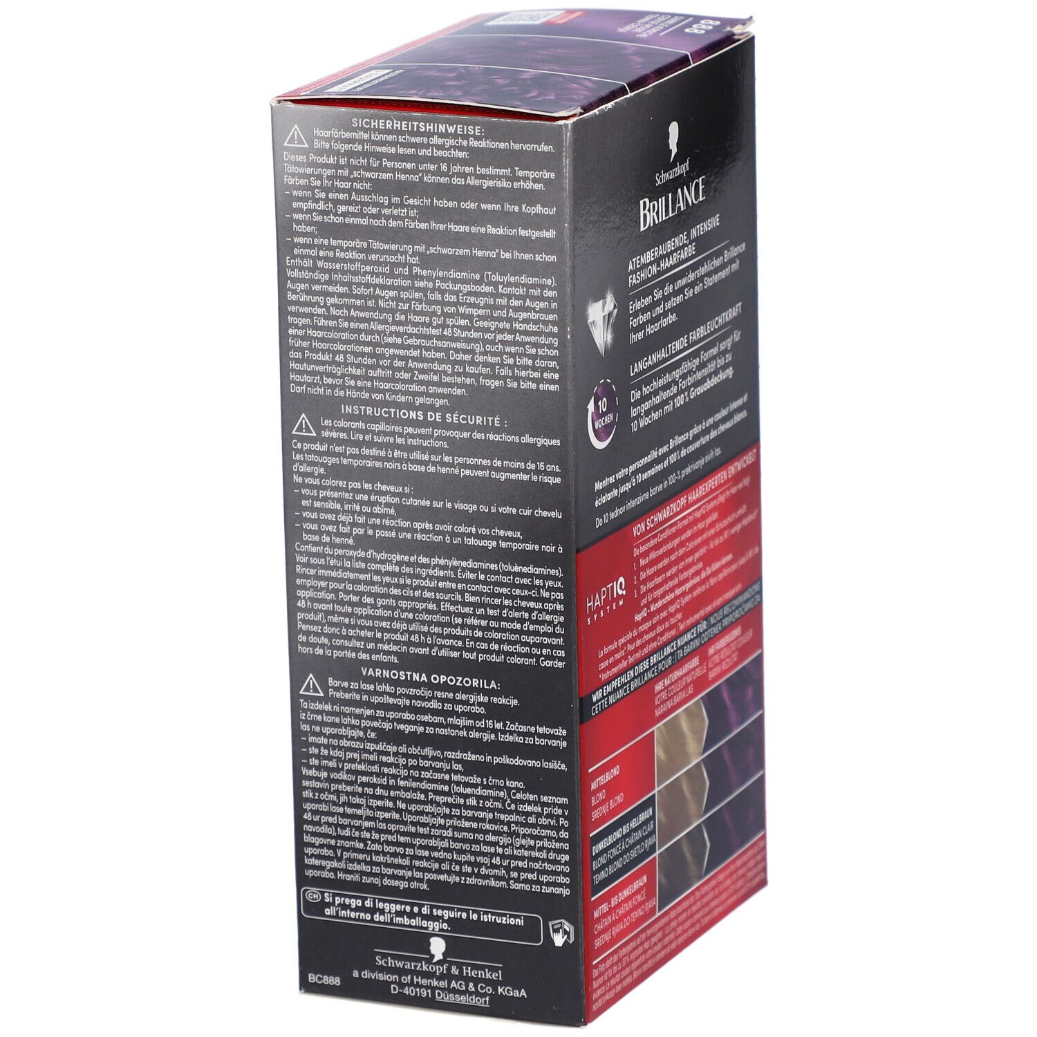 Schwarzkopf Brillance coloration 888 cerise foncée