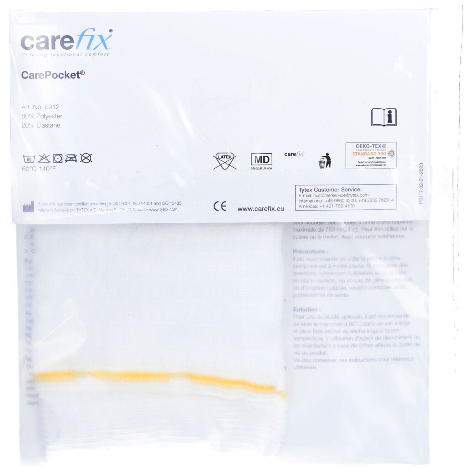 CAREFIX Fixation pour poche à urine taille S 30–45 cm