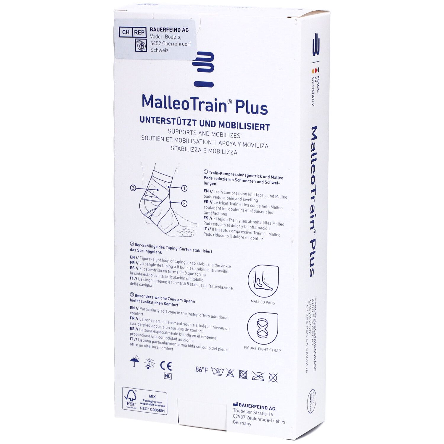 BAUERFEIND® Malleotrain® Plus Chevillère active taille 5 gauche titane