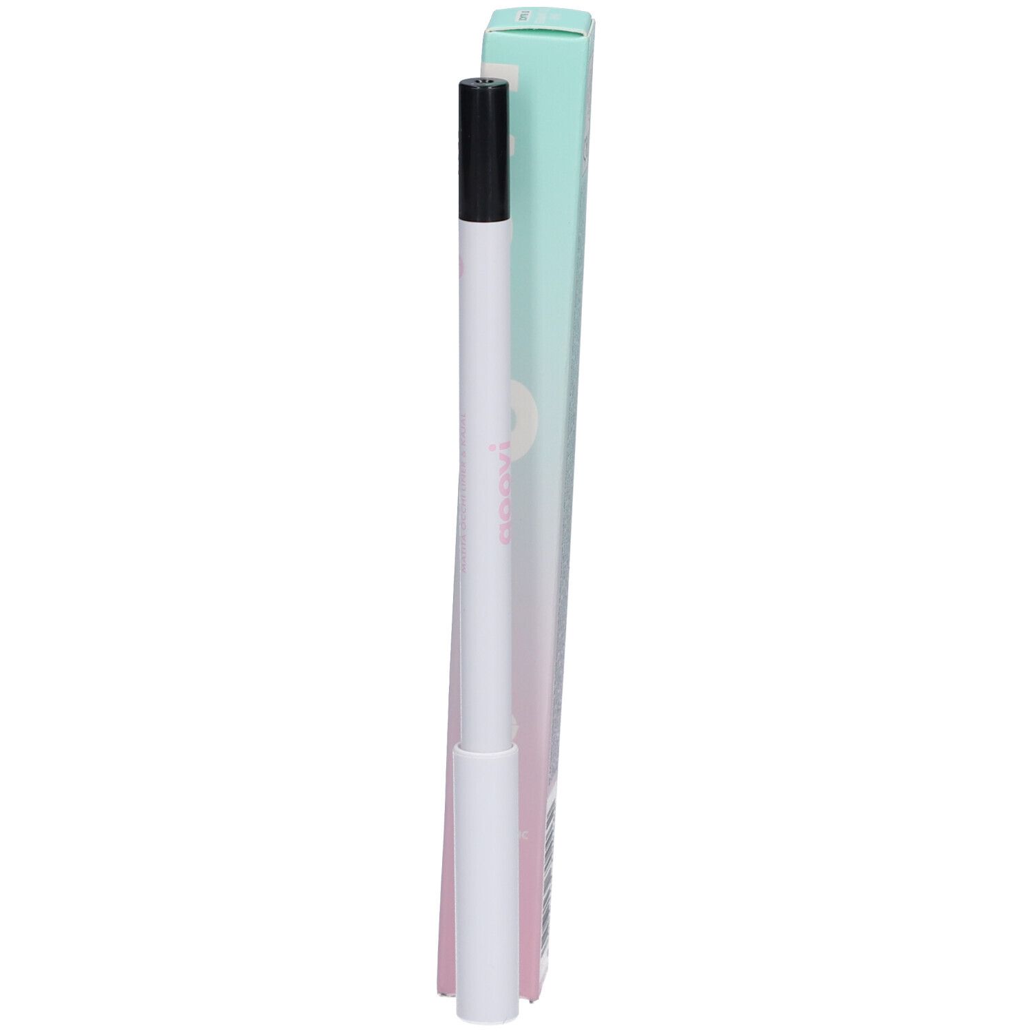Eyeliner et khôl noir avec emballage. Marque Goovi, inscription "LINE TO IMPRESS".