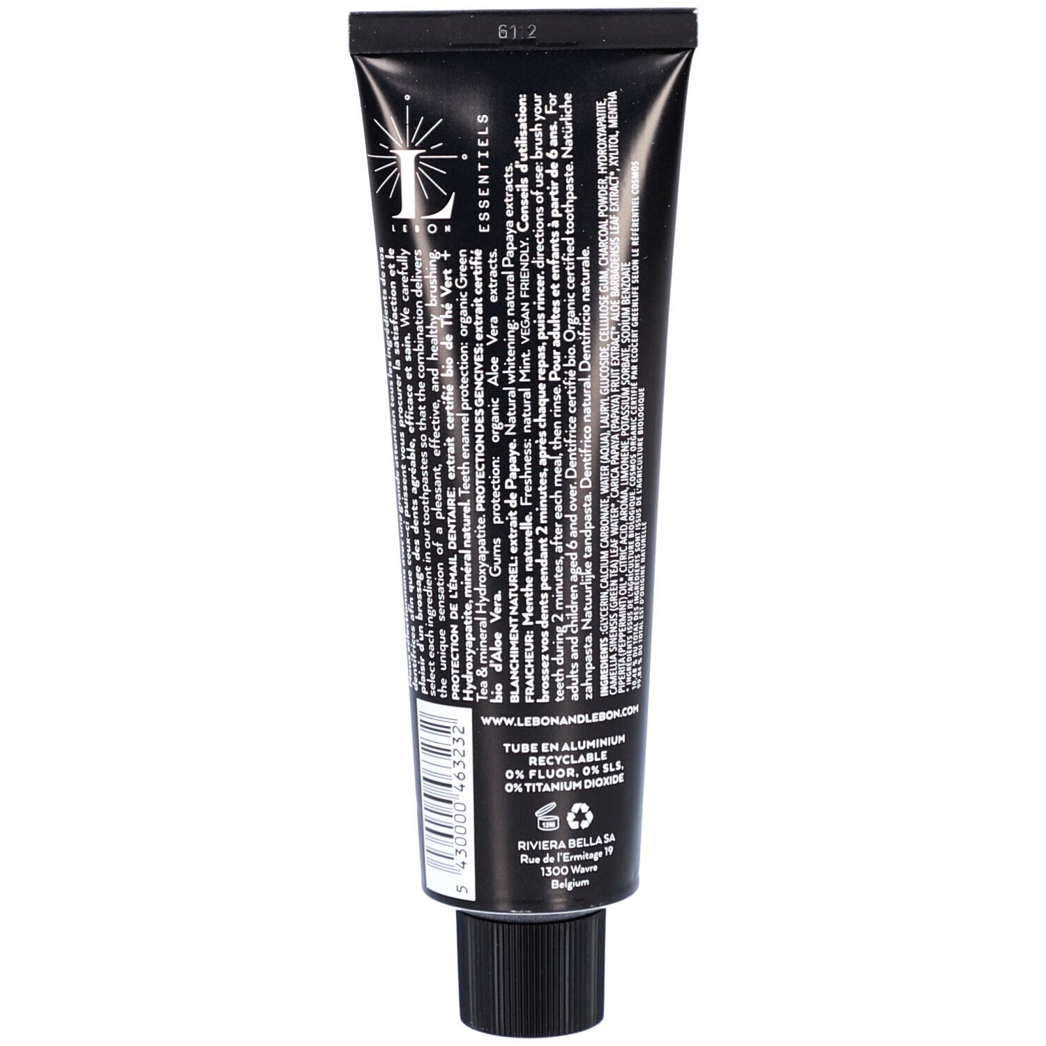 LEBON ESSENTIELS Dentifrice naturel menthe classique + charbon naturel