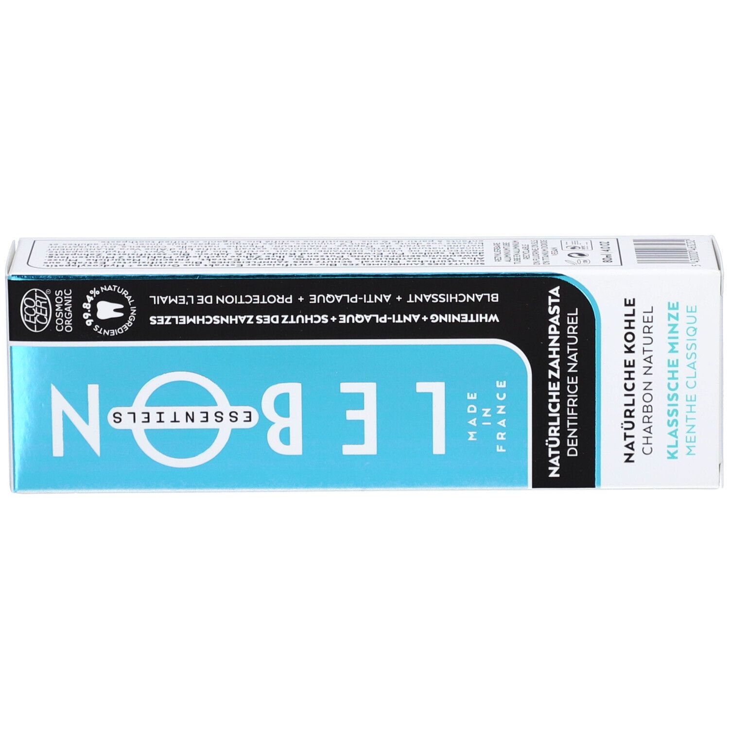 LEBON ESSENTIELS Dentifrice naturel menthe classique + charbon naturel