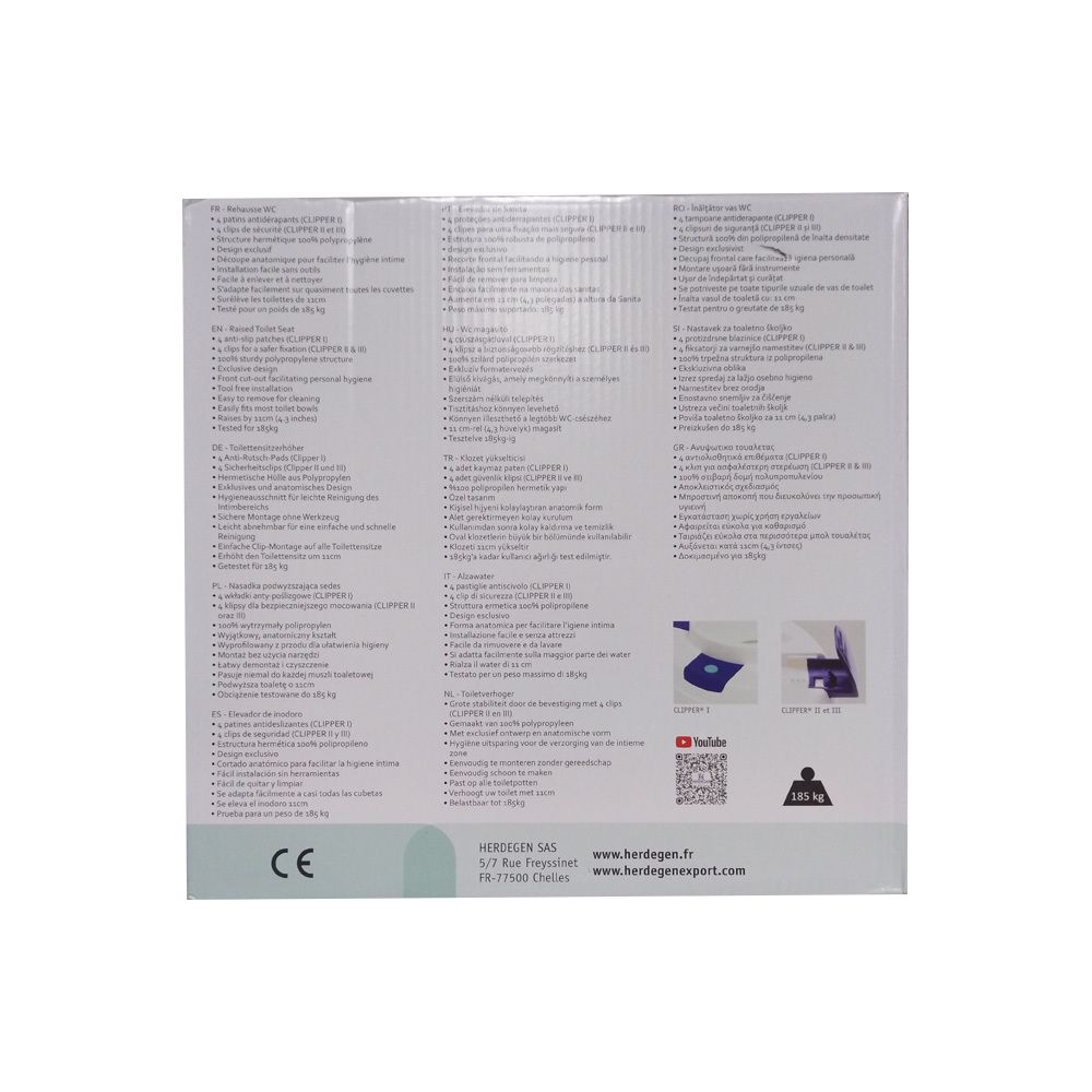 Herdegen Clipper II réhausseur de toilettes avec clips de sécurité