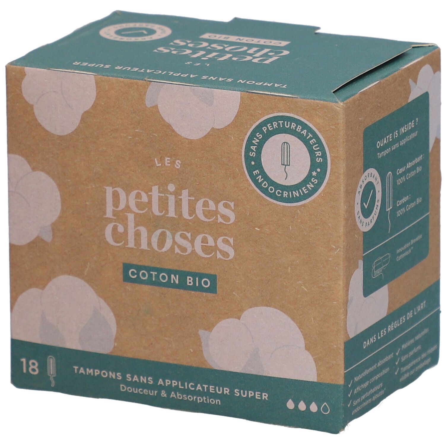 LES PETITES CHOSES Tampons en coton bio sans applicateur Super