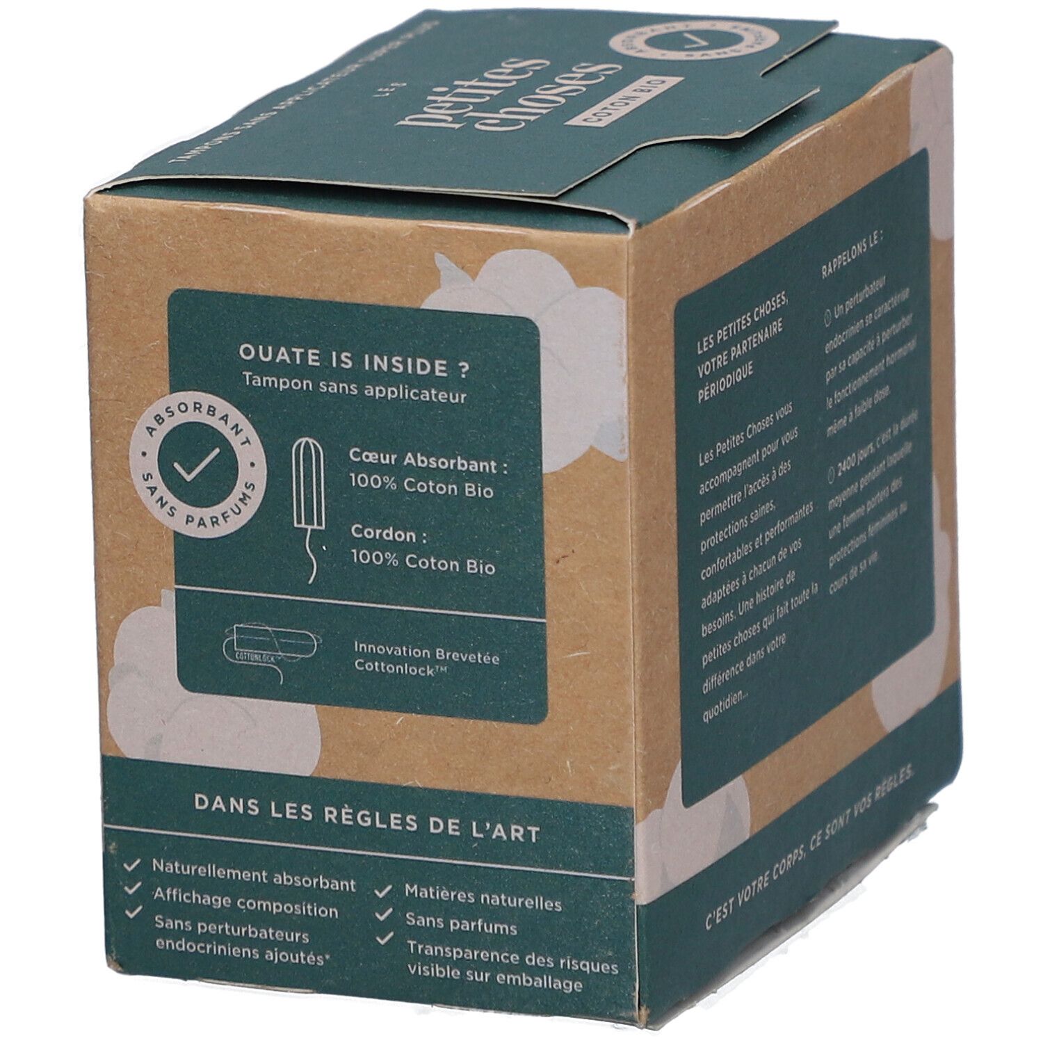 LES PETITES CHOSES Tampons en coton bio sans applicateur Super Plus