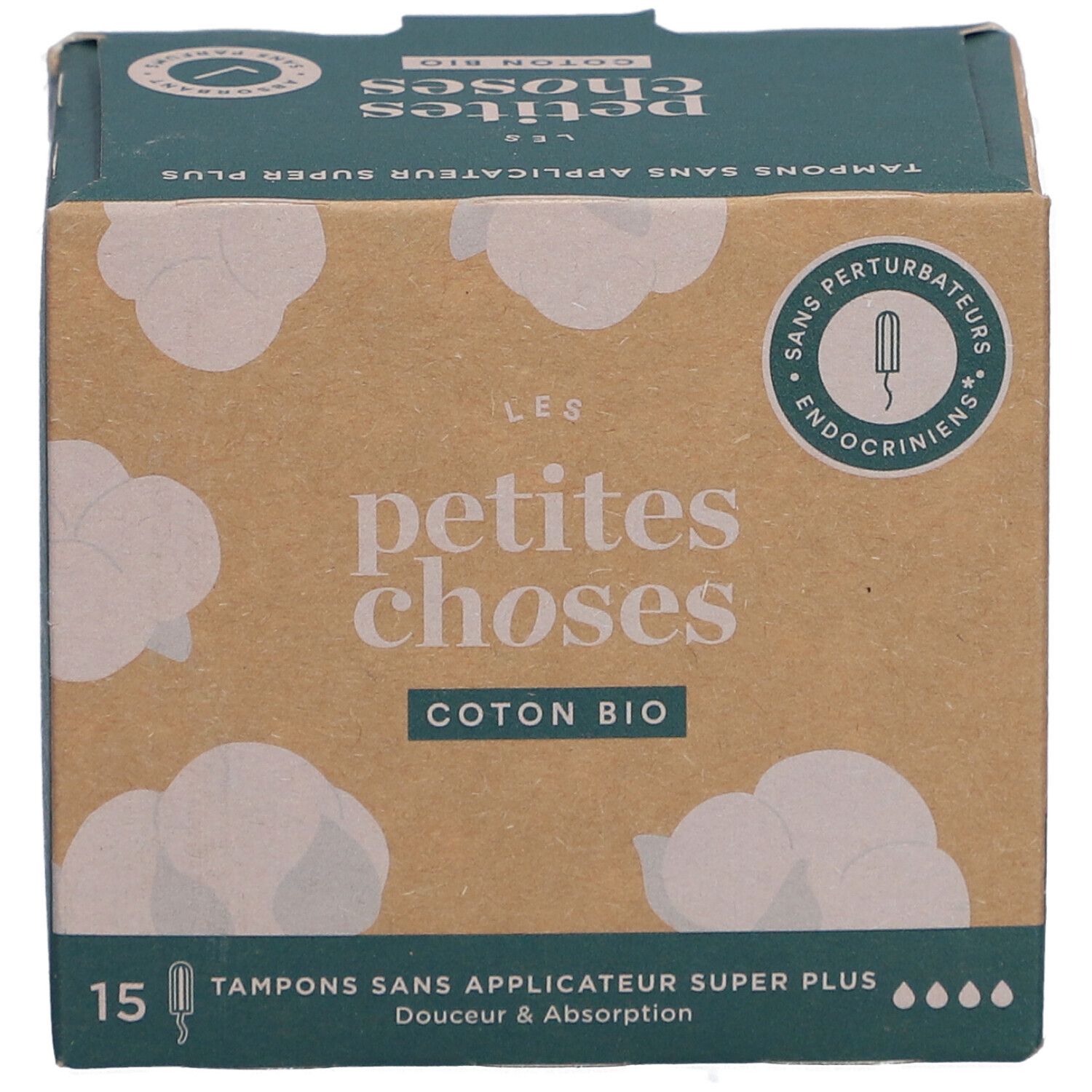 LES PETITES CHOSES Tampons en coton bio sans applicateur Super Plus
