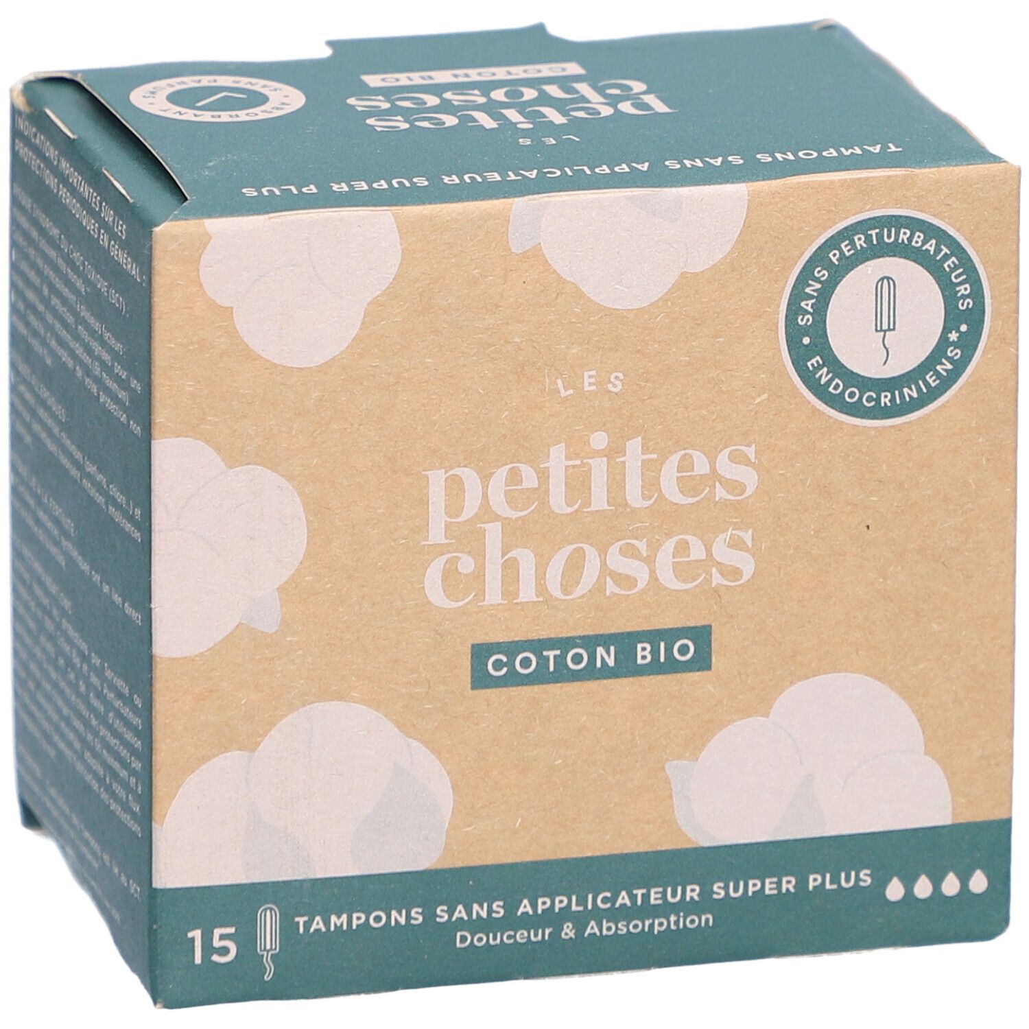 LES PETITES CHOSES Tampons en coton bio sans applicateur Super Plus