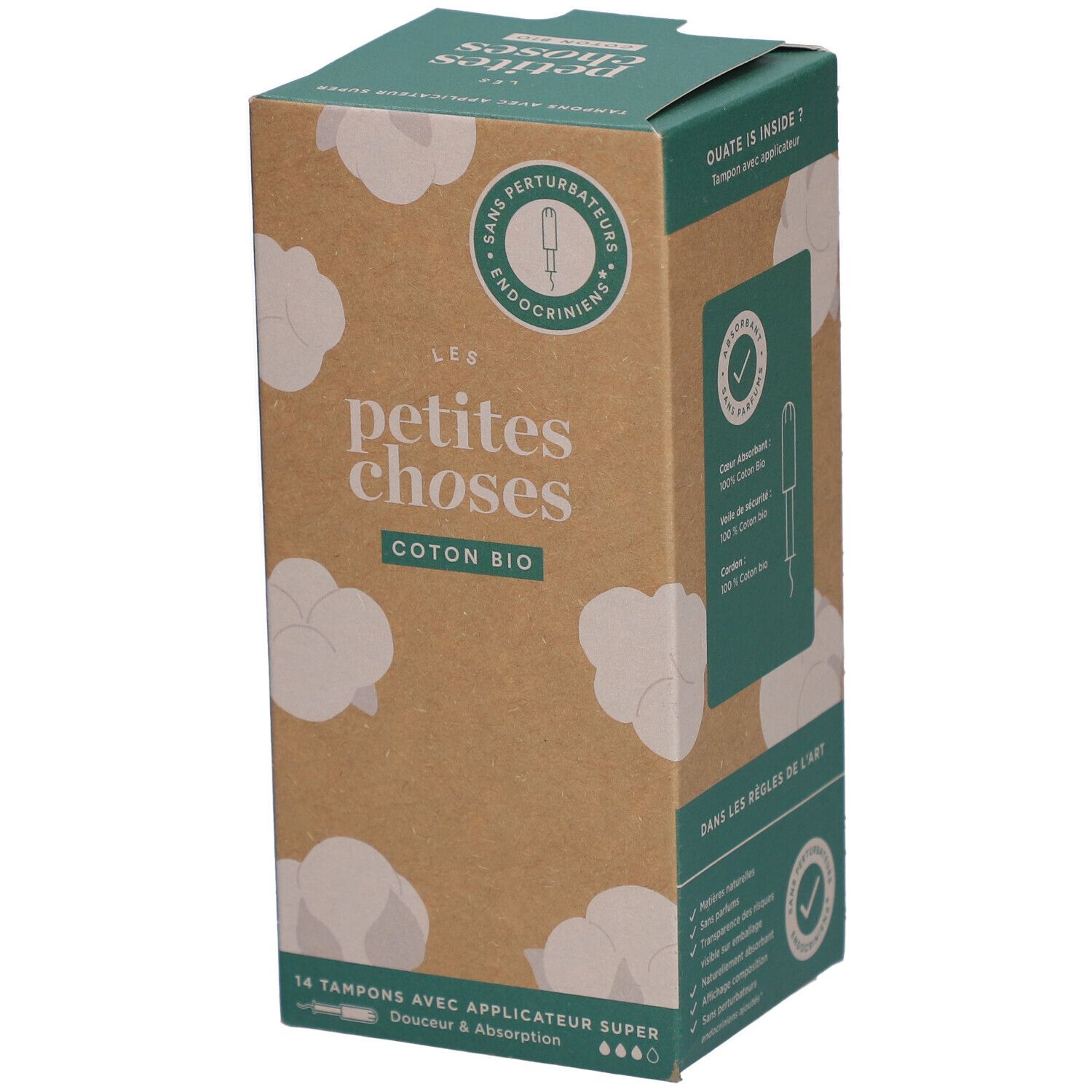 LES PETITES CHOSES Tampons en coton bio avec applicateur Super