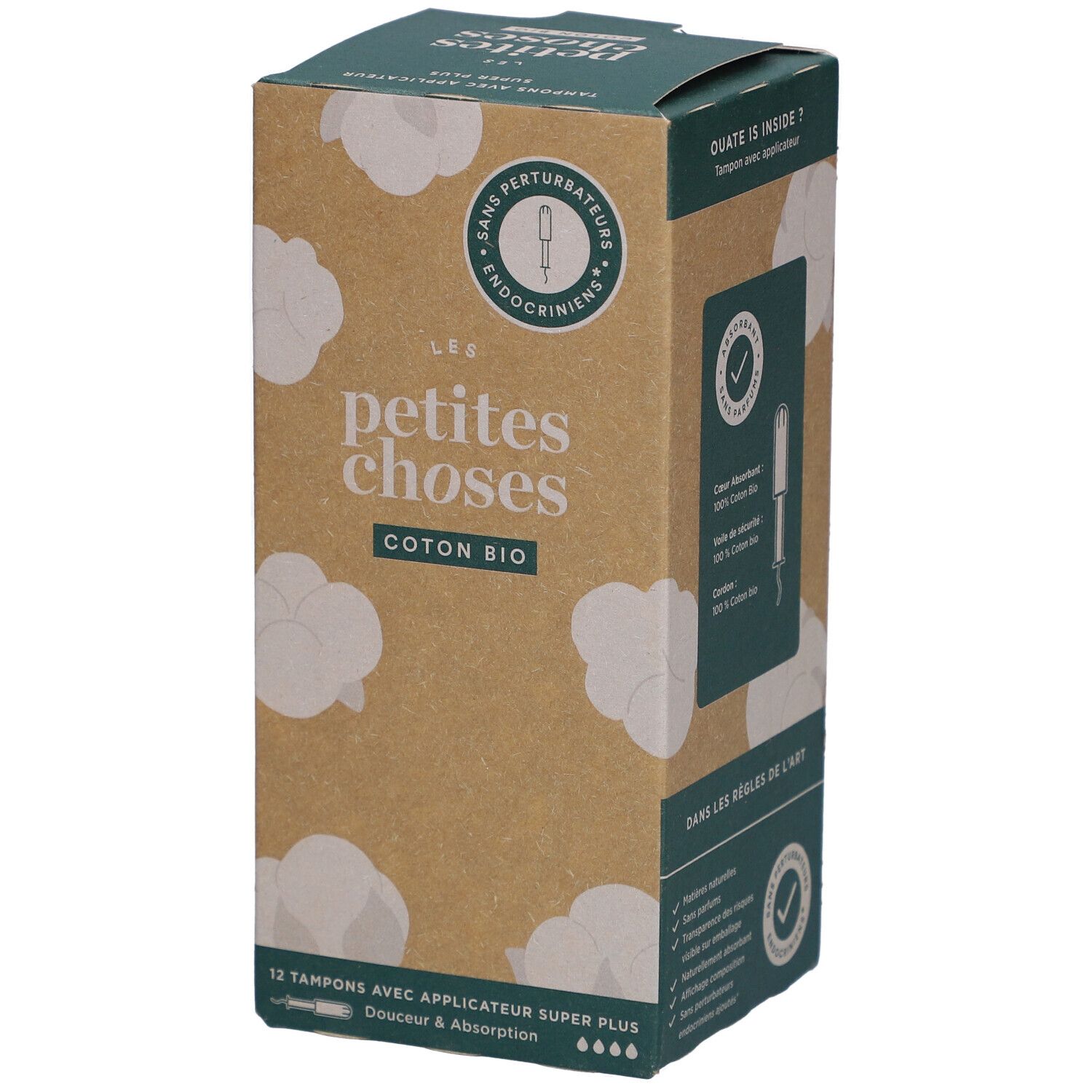 LES PETITES CHOSES Tampons en coton bio avec applicateur Super Plus
