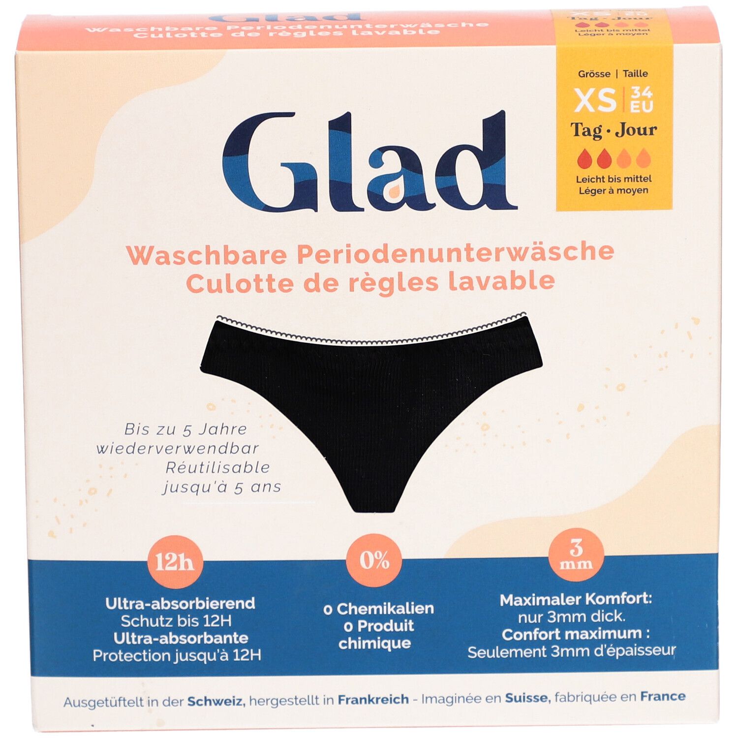 GLAD culotte menstruelle jour XS flux léger