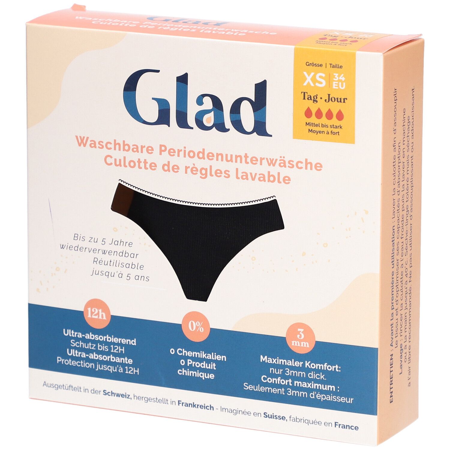 GLAD Culotte menstruelle jour XS absorption forte