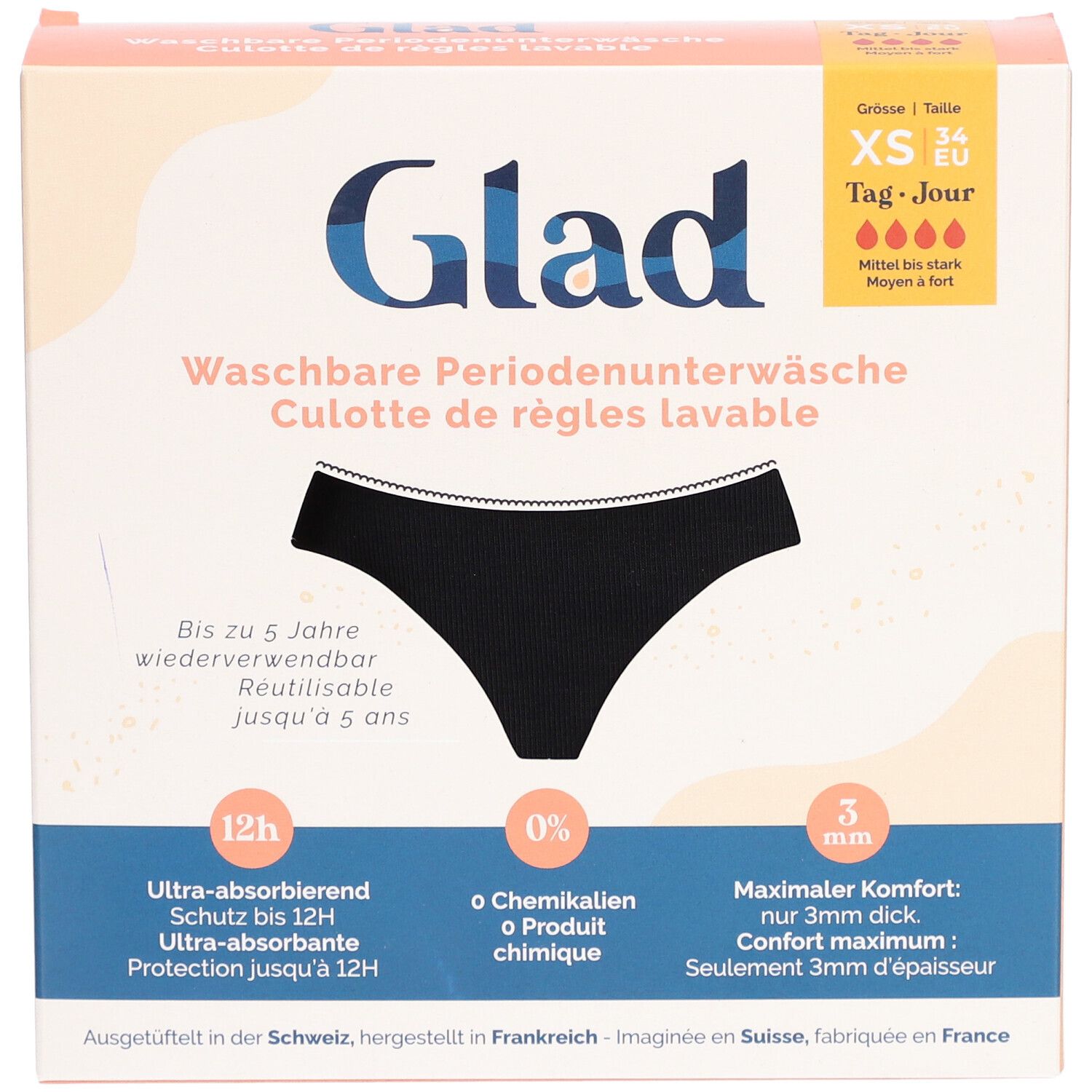 GLAD Culotte menstruelle jour XS absorption forte