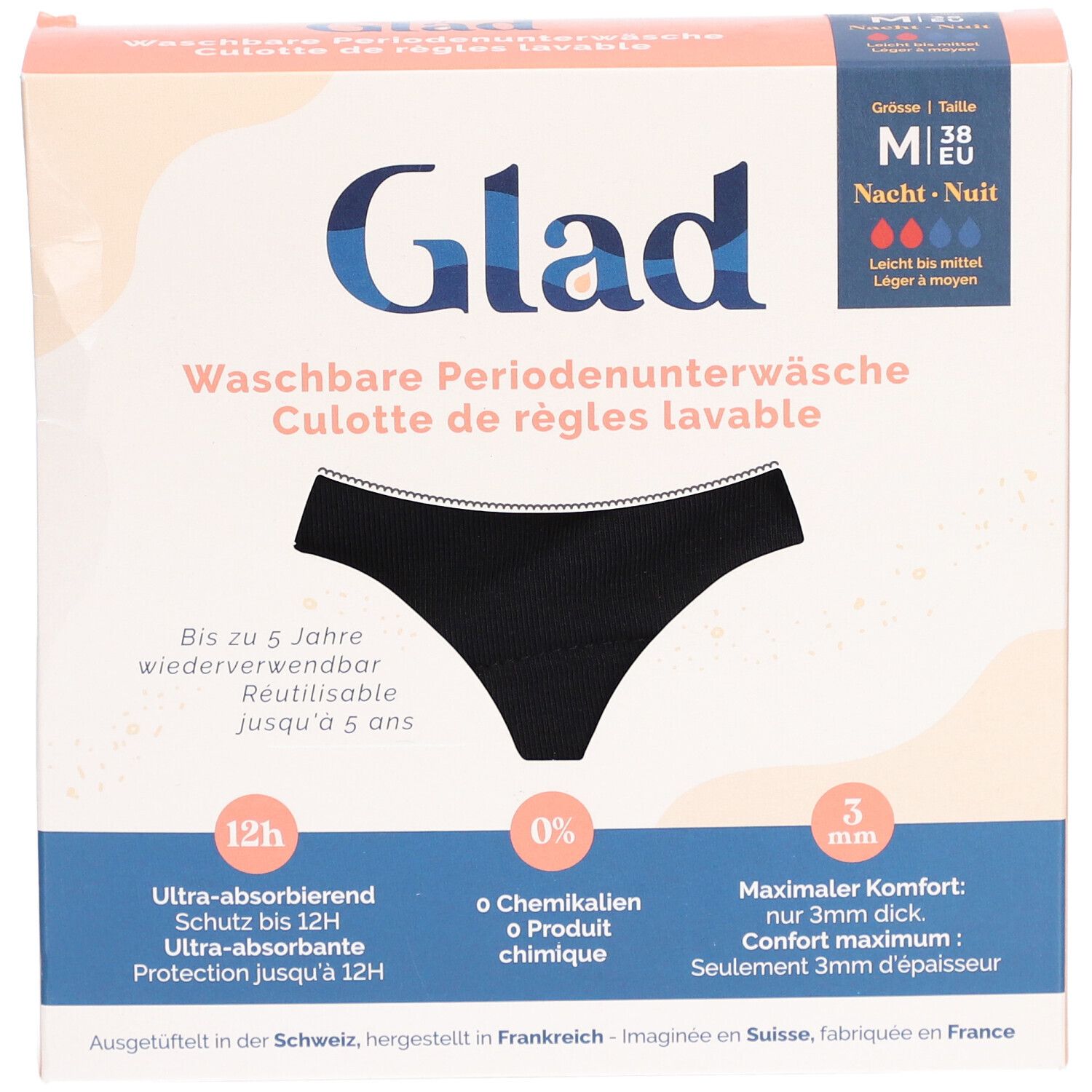 GLAD Culotte menstruelle nuit M absorption légère